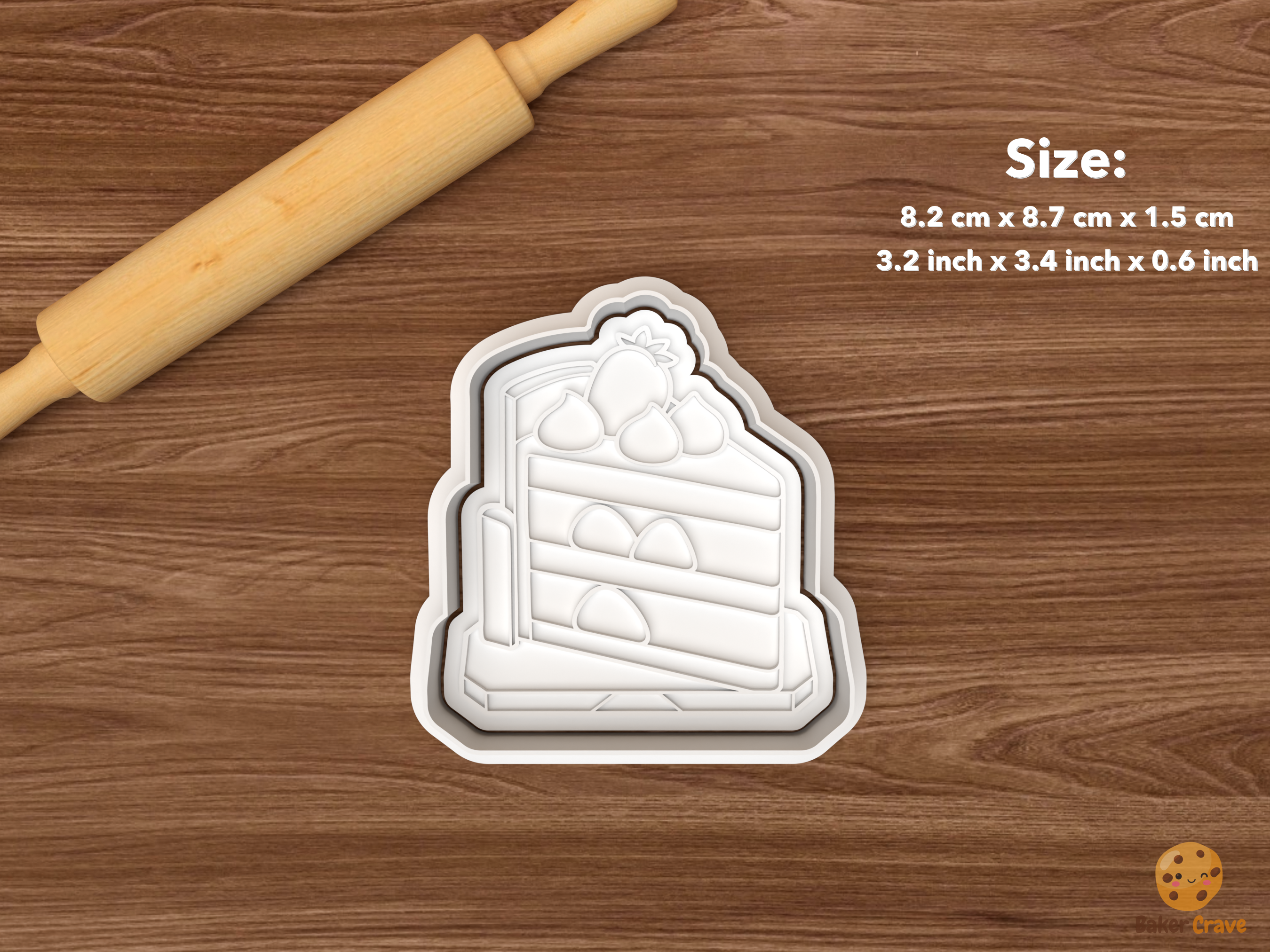 Christmas Cake Cookie Cutter Set STL File - single layered christmas cake slice