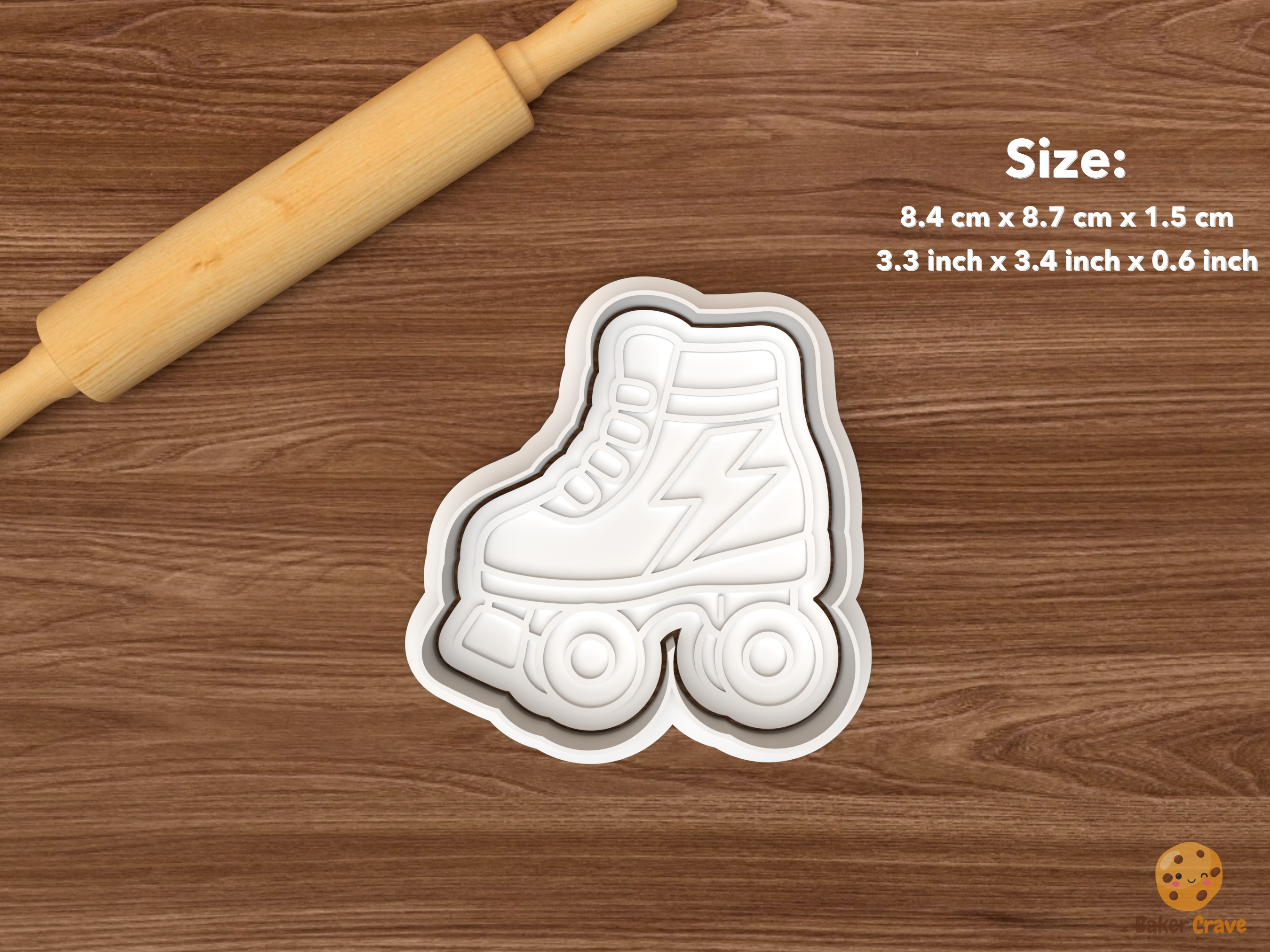 Skate Disco Cookie Cutter Set STL File - single lightning bolt roller skate