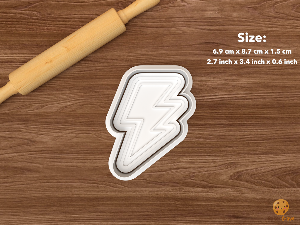Disco Party Cookie Cutter Set STL File - single lightning bolt