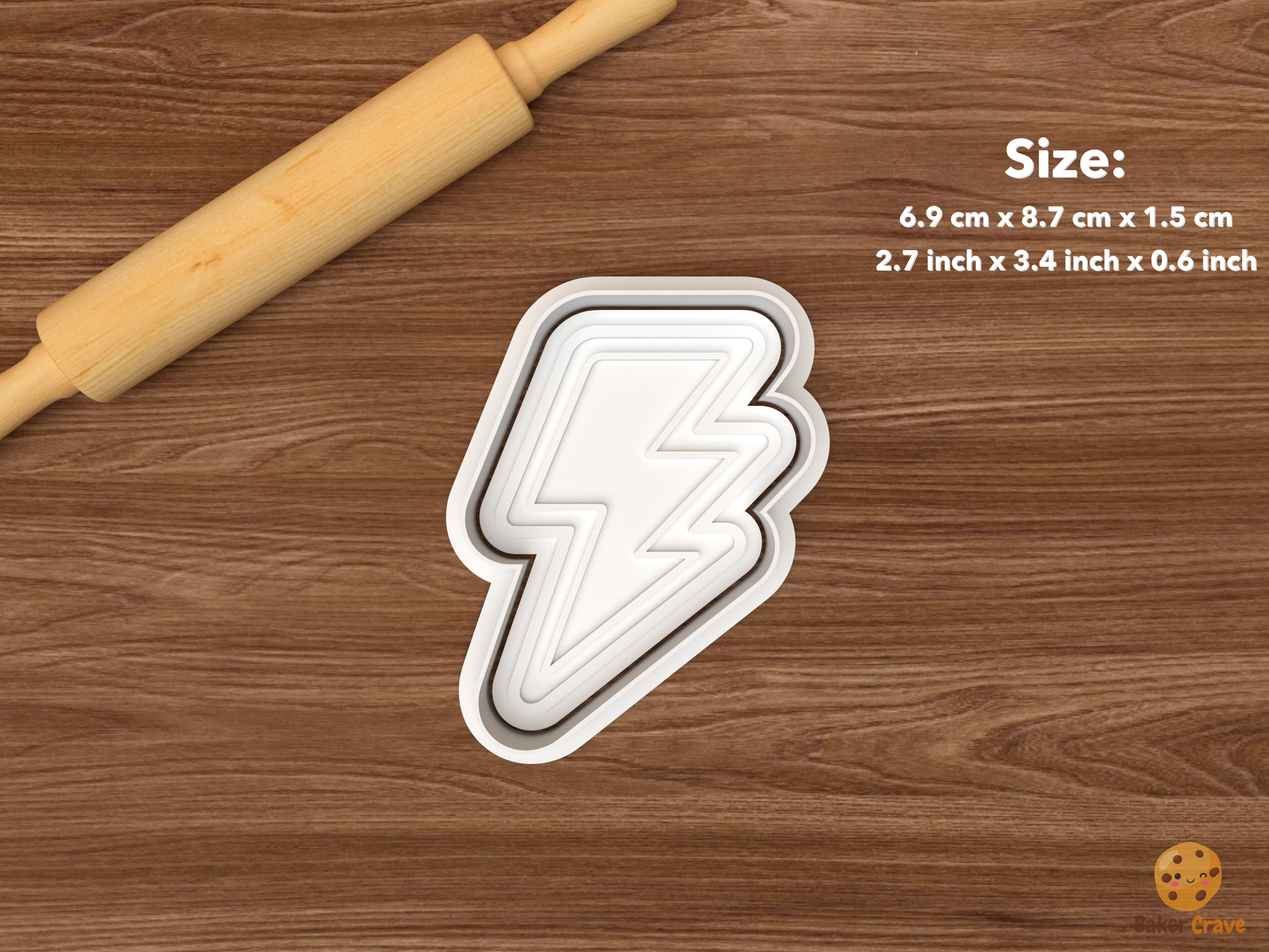 Disco Party Cookie Cutter Set STL File - single lightning bolt