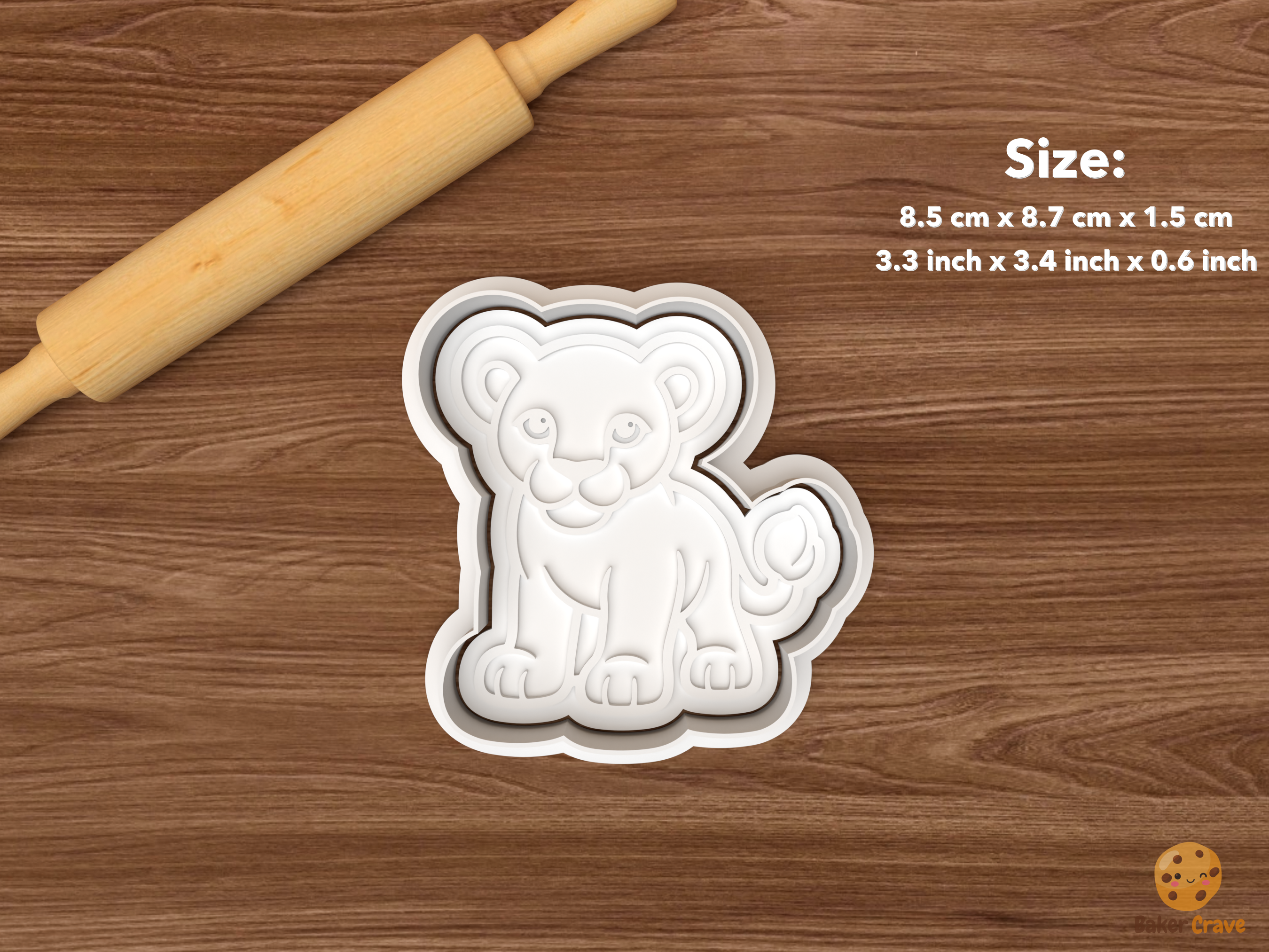 Lion Cookie Cutter Set STL File - single lion cub