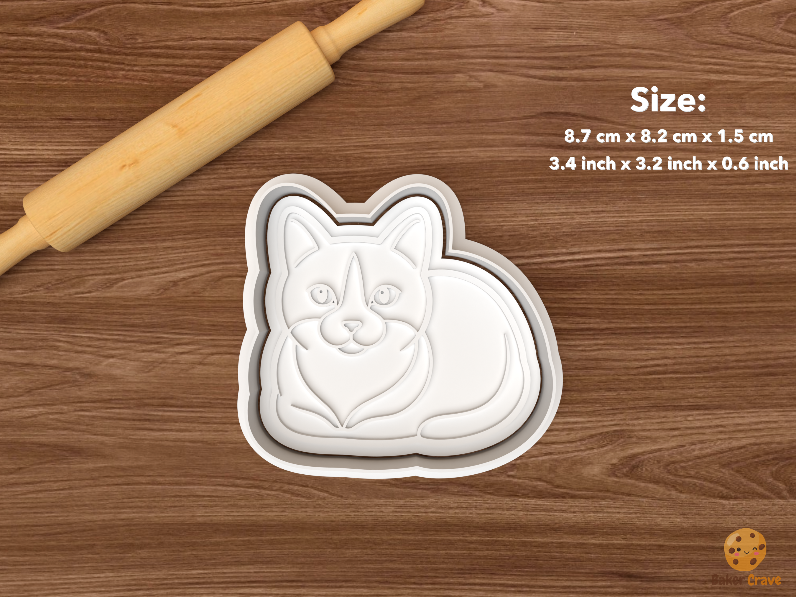 Tuxedo Cat Cookie Cutter Set STL File - single loafing tuxedo cat