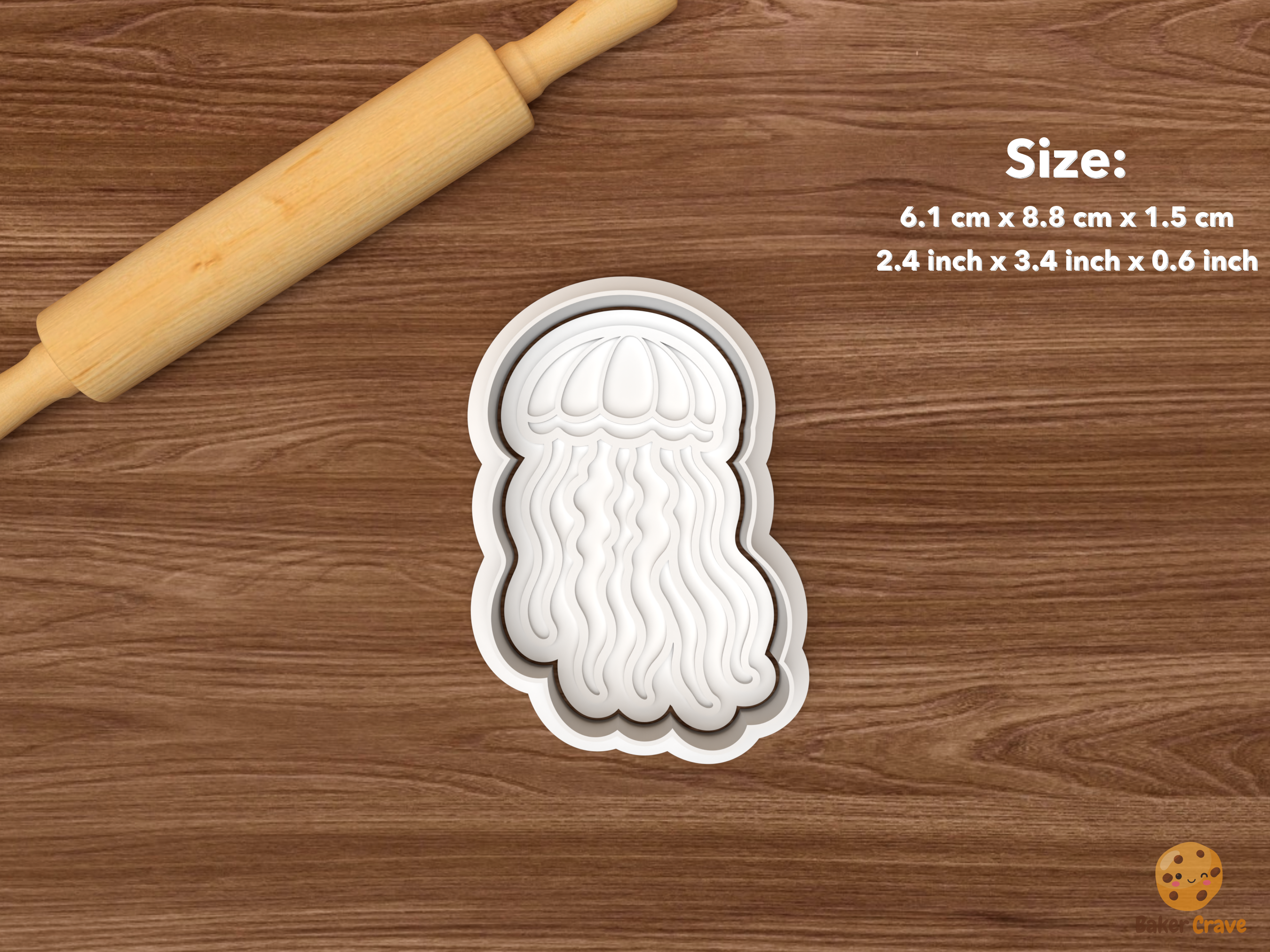 Jellyfish Cookie Cutter Set STL File - single long tentacle jellyfish