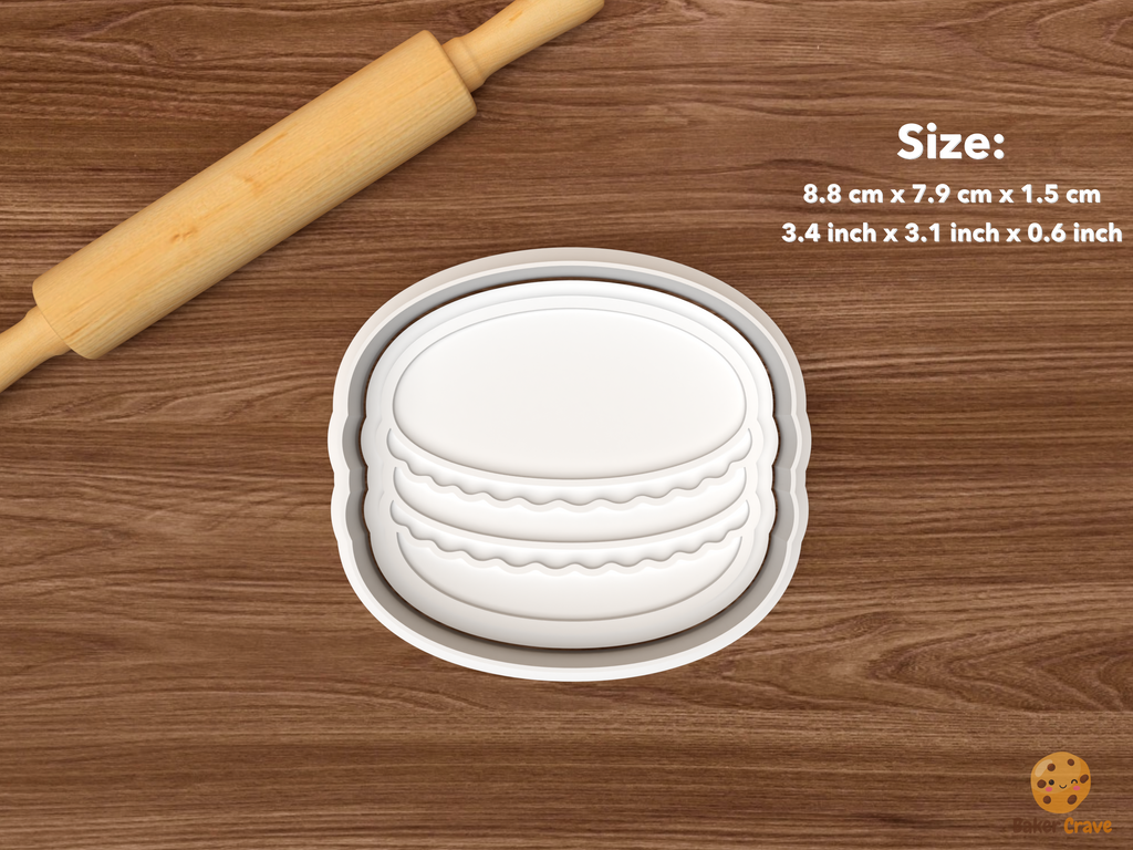 French Pastry Cookie Cutter Set STL File - single macaron