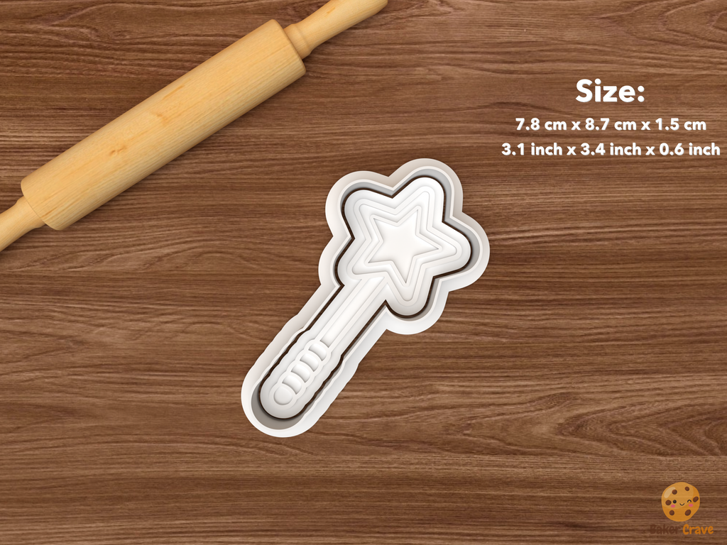 Magic Wizard Cookie Cutter Set STL File - single magic wand