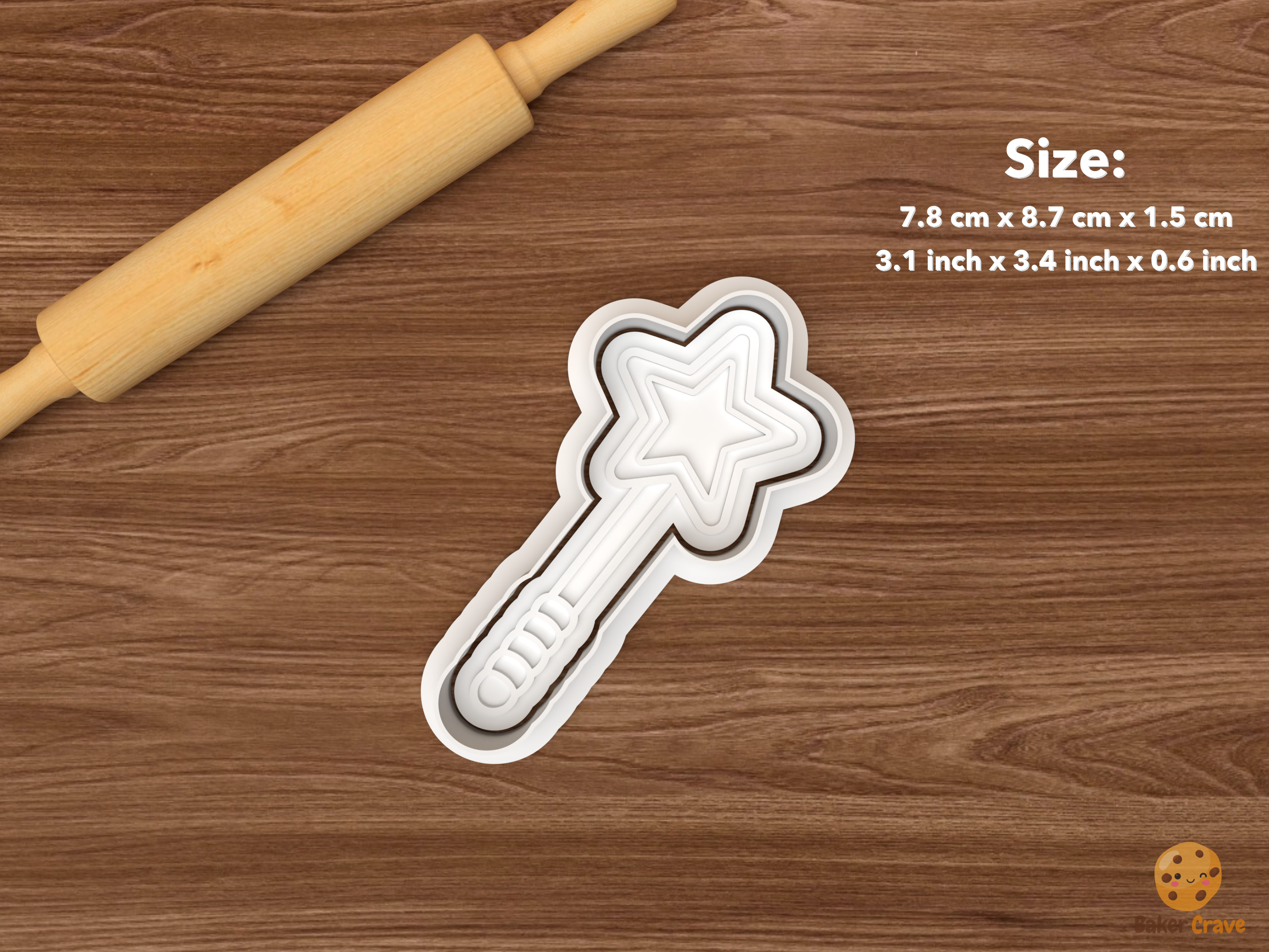 Magic Wizard Cookie Cutter Set STL File - single magic wand