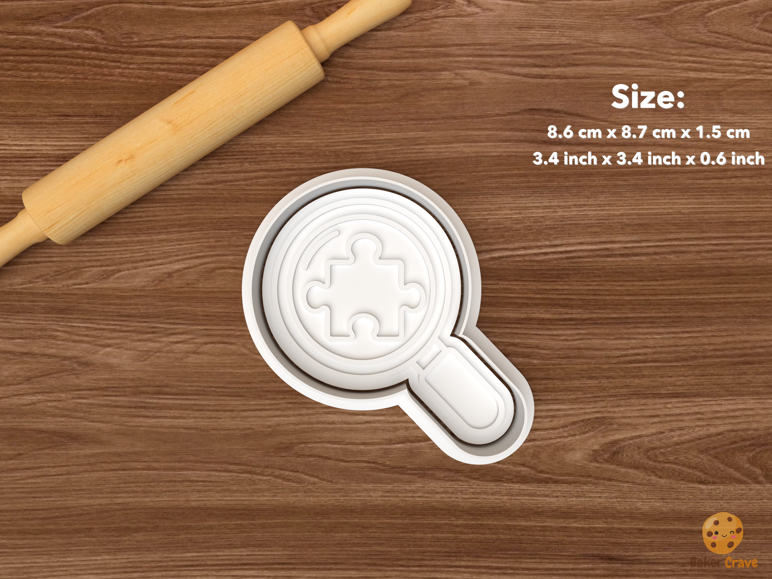 Puzzle Party Cookie Cutter Set STL File - single magnifying glass puzzle