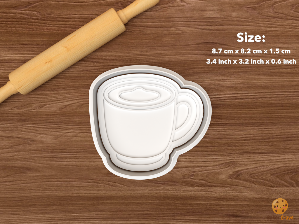 Matcha Cafe Cookie Cutter Set STL File - single matcha latte mug