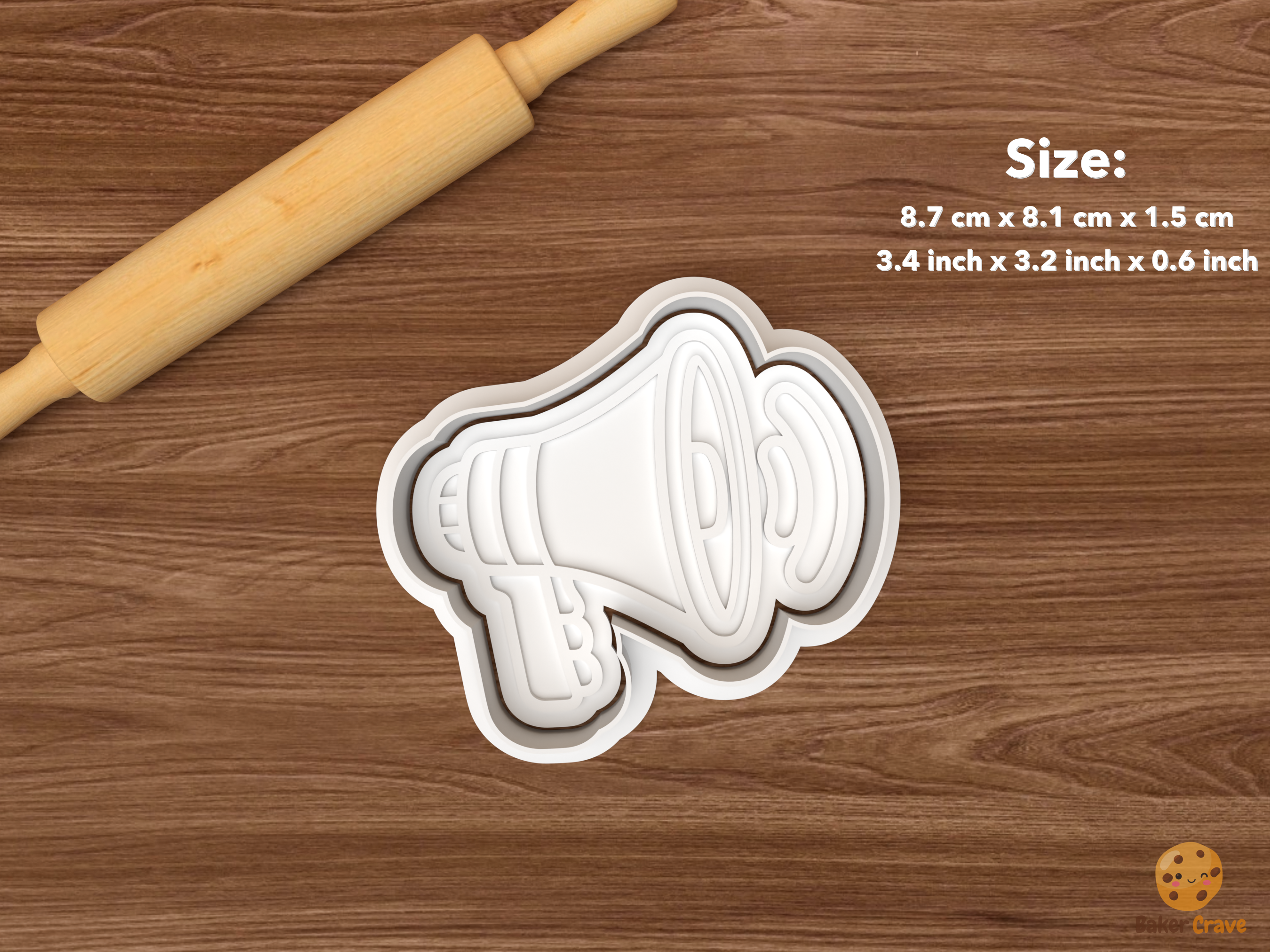 Youth Camp Leadership Cookie Cutter Set STL File - single megaphone
