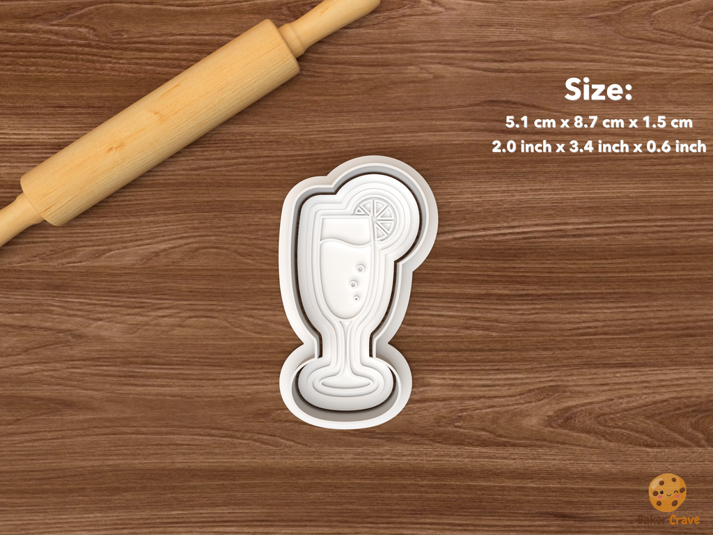 Bridal Brunch Cookie Cutter Set STL File - single mimosa glass