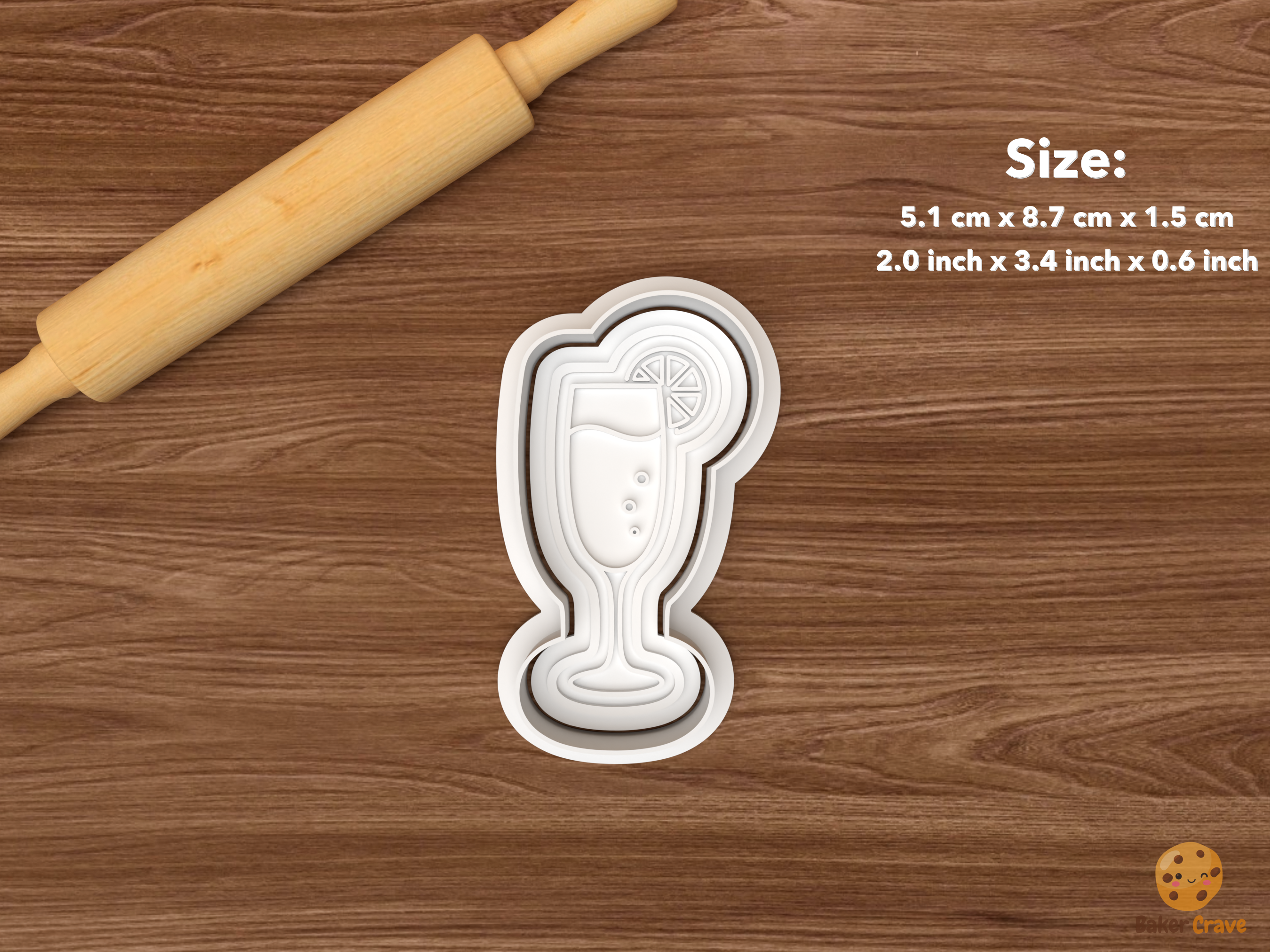 Bridal Brunch Cookie Cutter Set STL File - single mimosa glass