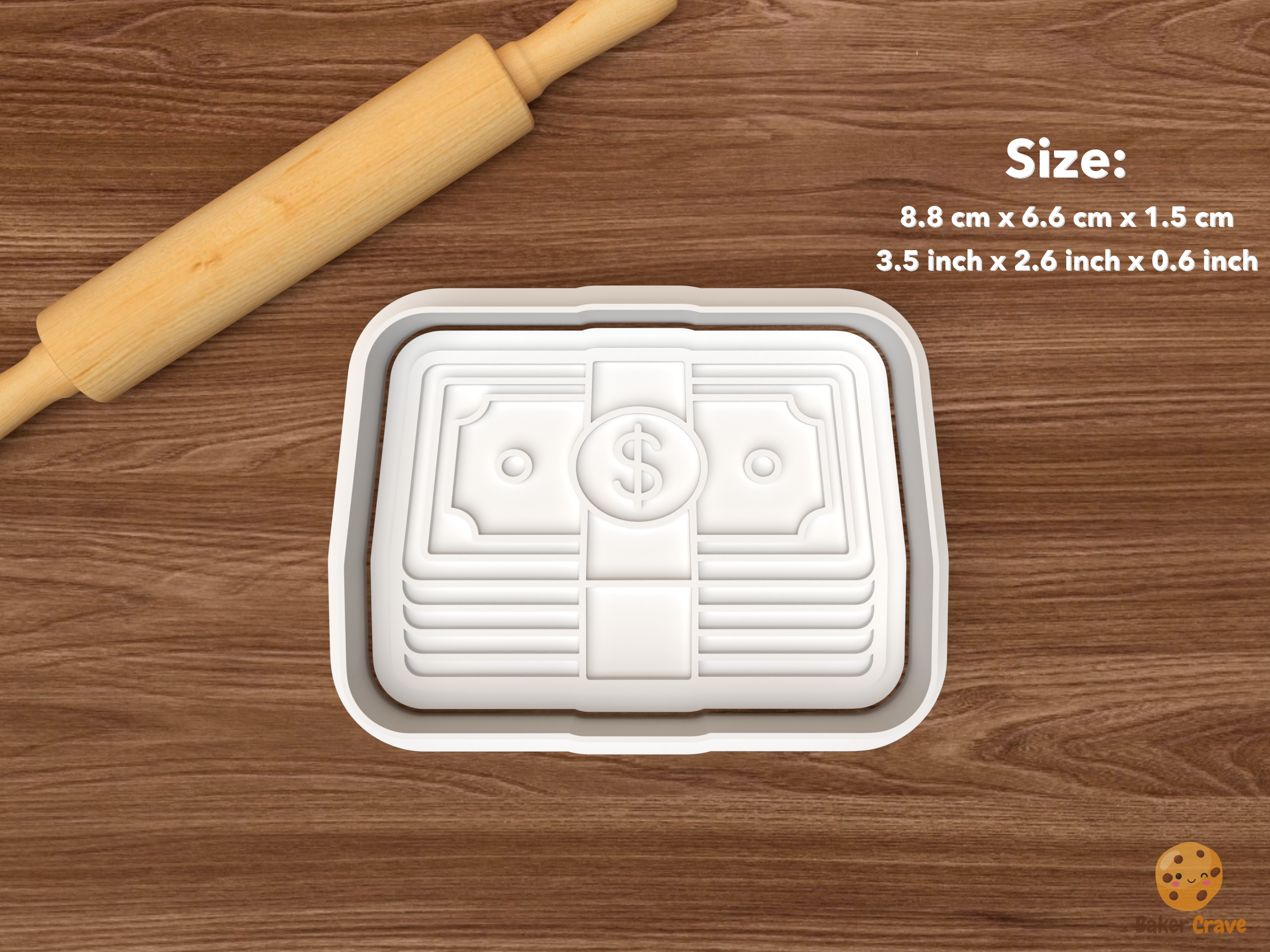 Money Savings Cookie Cutter Set STL File - single money stack