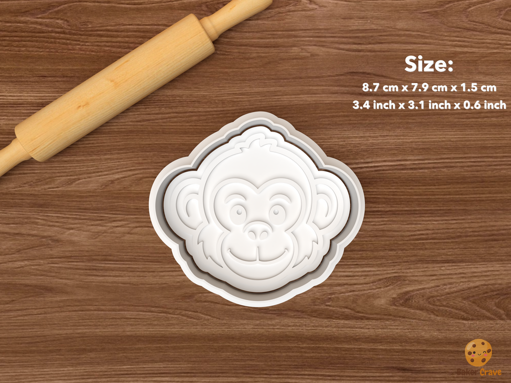 Monkey Cookie Cutter Set STL File - single monkey face