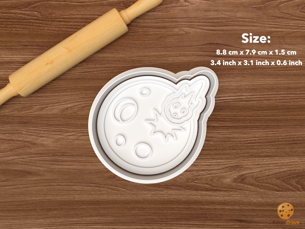 Rocket & Meteor Space Cookie Cutter Set STL File - single moon impact crater