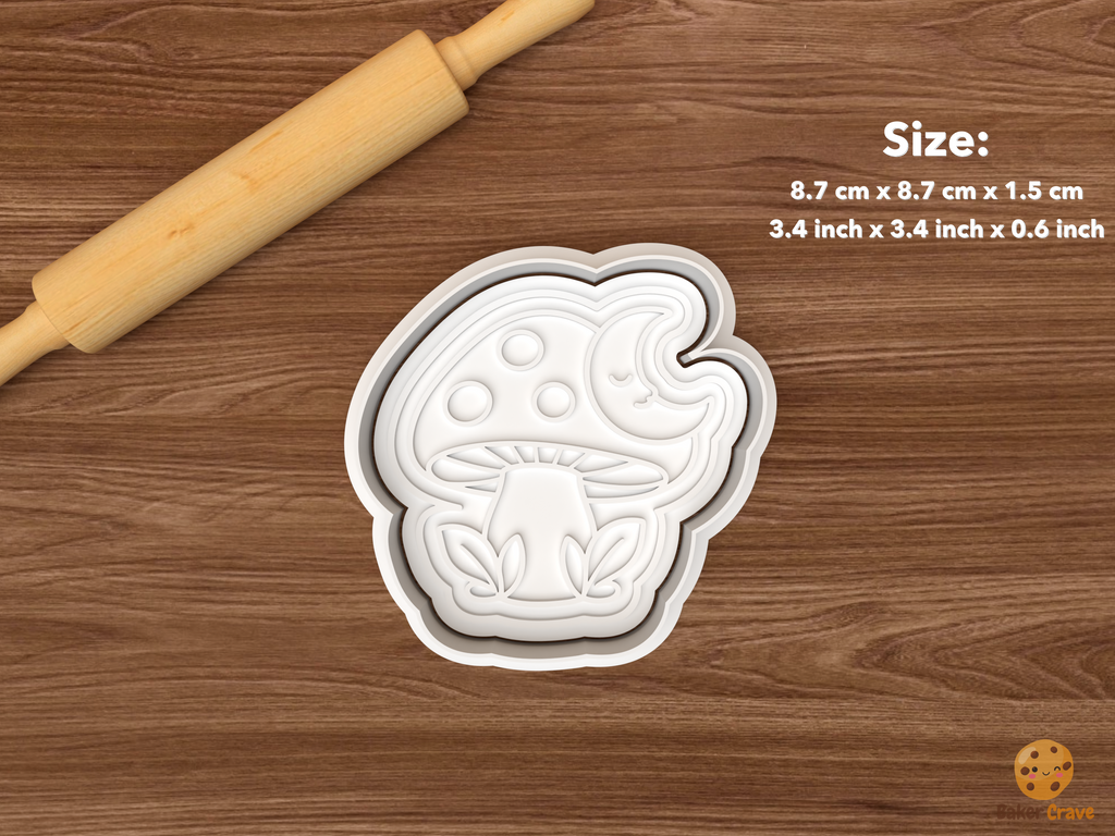 Spooky Garden Cookie Cutter Set STL File - single moon mushroom