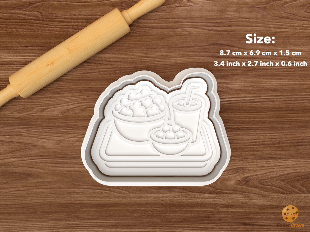 Retro TV Night Cookie Cutter Set STL File - single movie snack tray