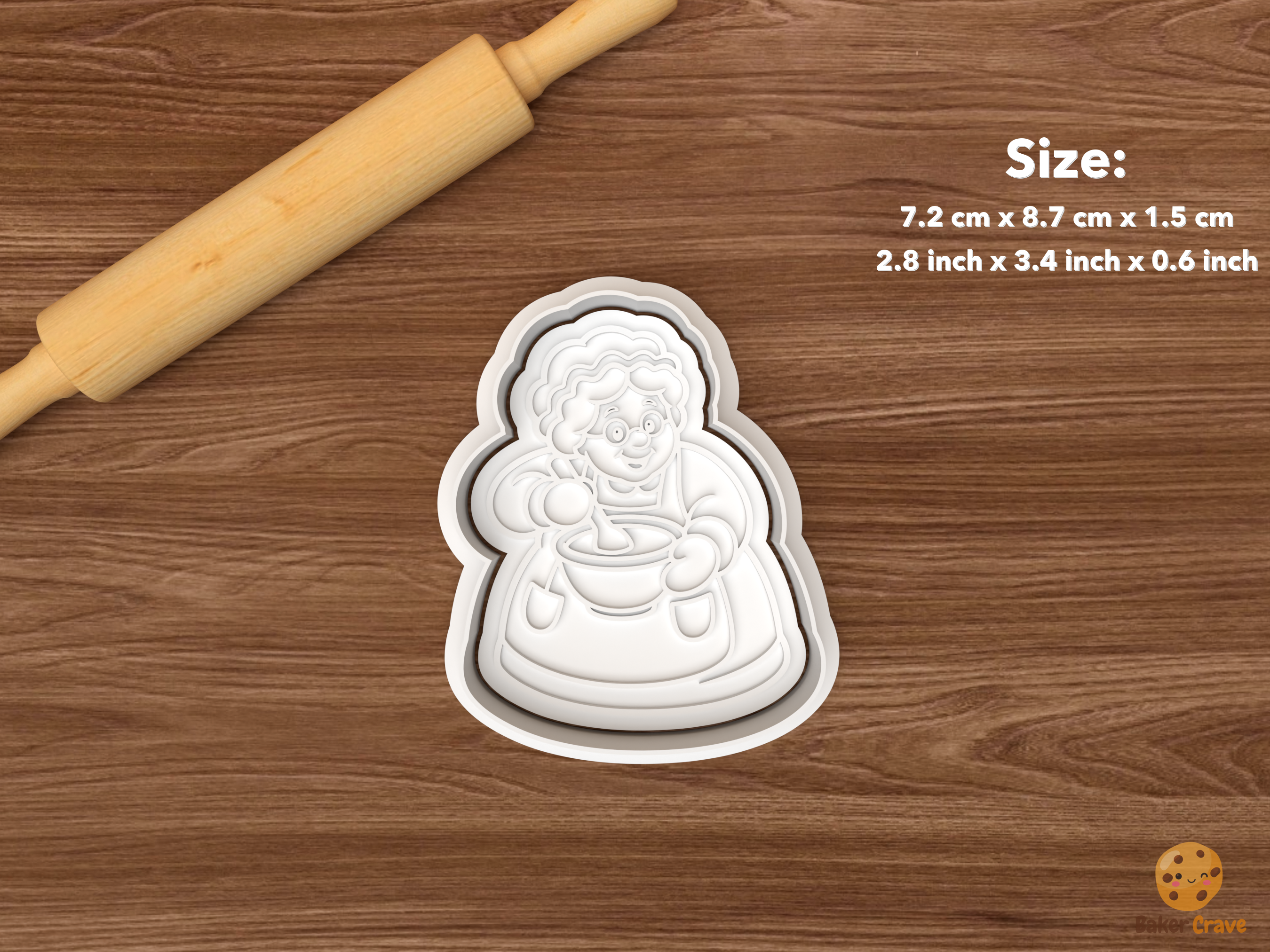 Mrs Claus Baking Day Cookie Cutter Set STL File - single mrs claus mixing batter