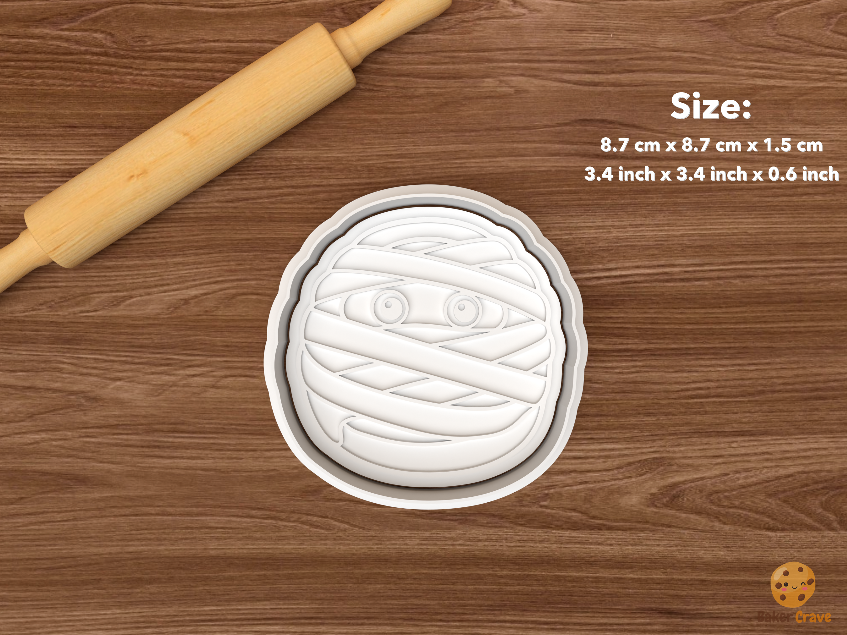 Halloween Cinnamon Roll Cookie Cutter Set STL File - single mummy cinnamon roll