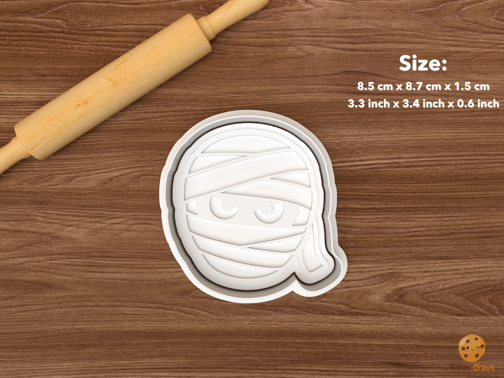 Halloween Mummy Cookie Cutter Set STL File - single mummy face