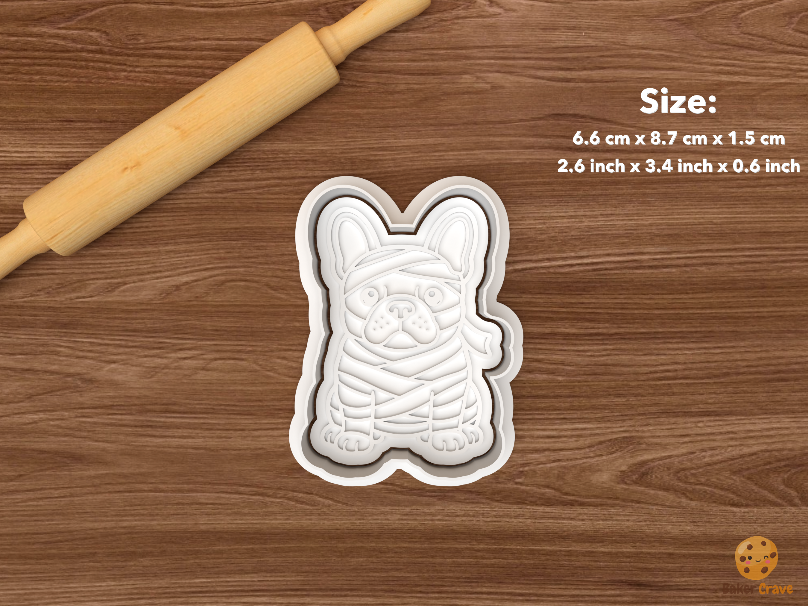 Halloween French Bulldog Cookie Cutter Set STL File - single mummy french bulldog