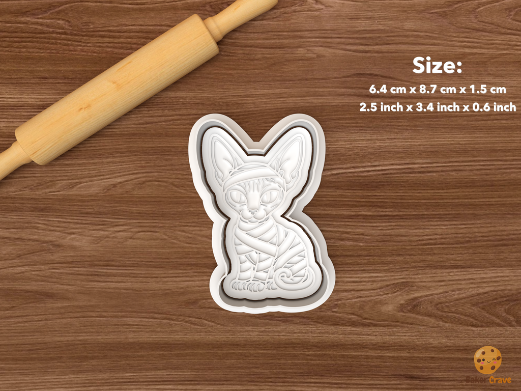 Halloween Sphynx Cat Cookie Cutter Set STL File - single mummy halloween sphynx cat