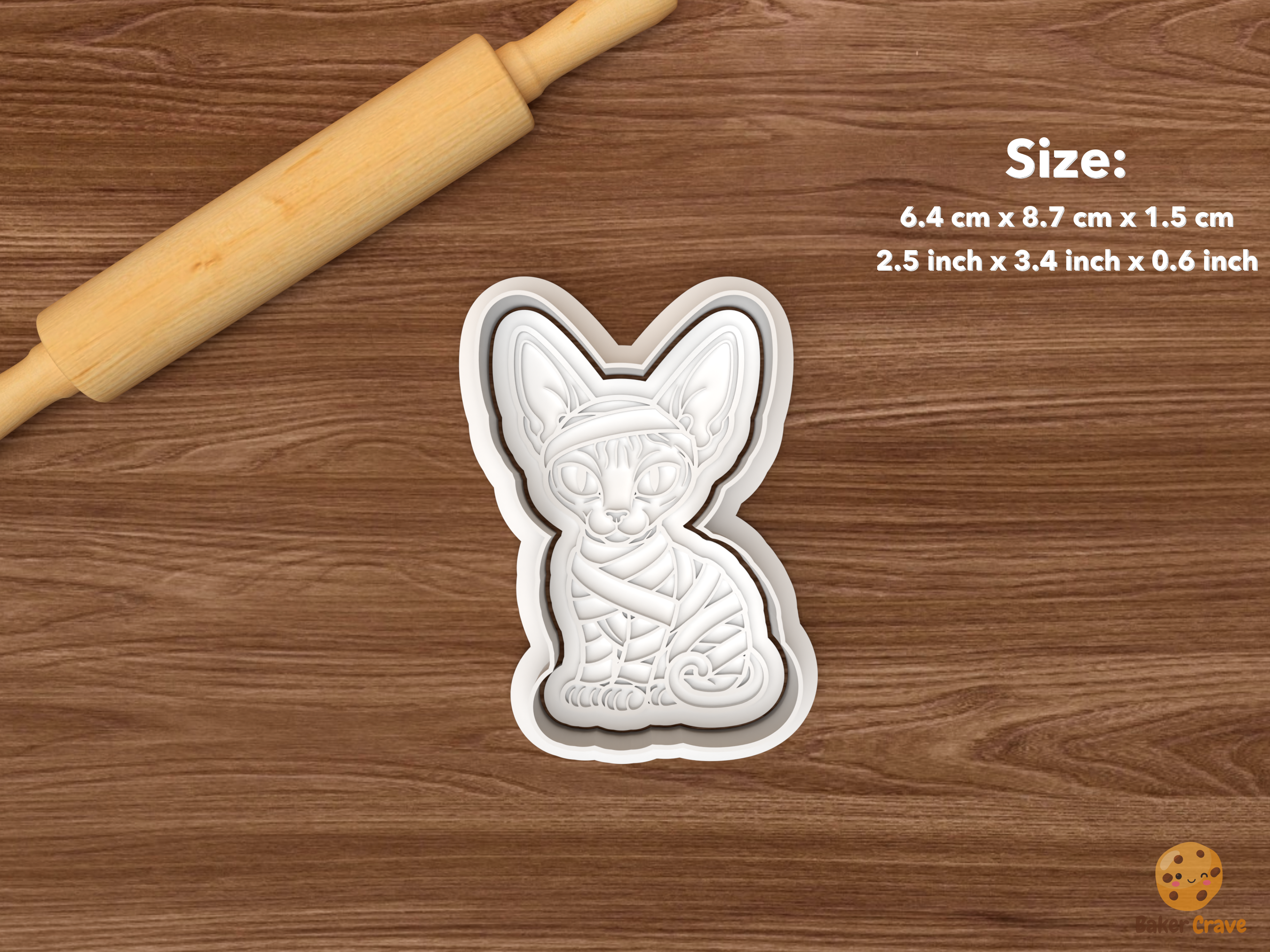 Halloween Sphynx Cat Cookie Cutter Set STL File - single mummy halloween sphynx cat