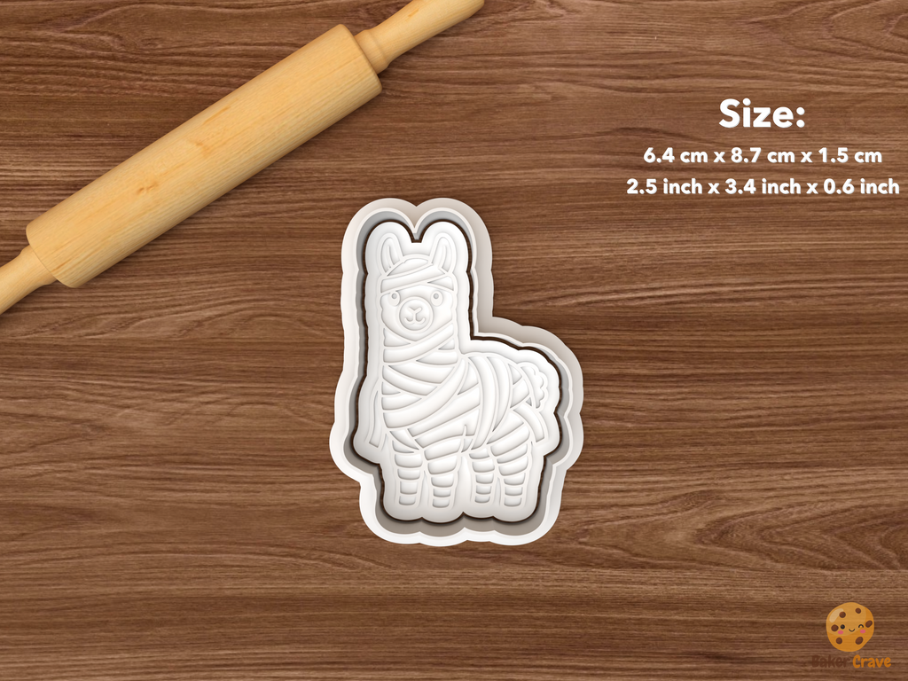 Halloween Llama Cookie Cutter Set STL File - single mummy llama