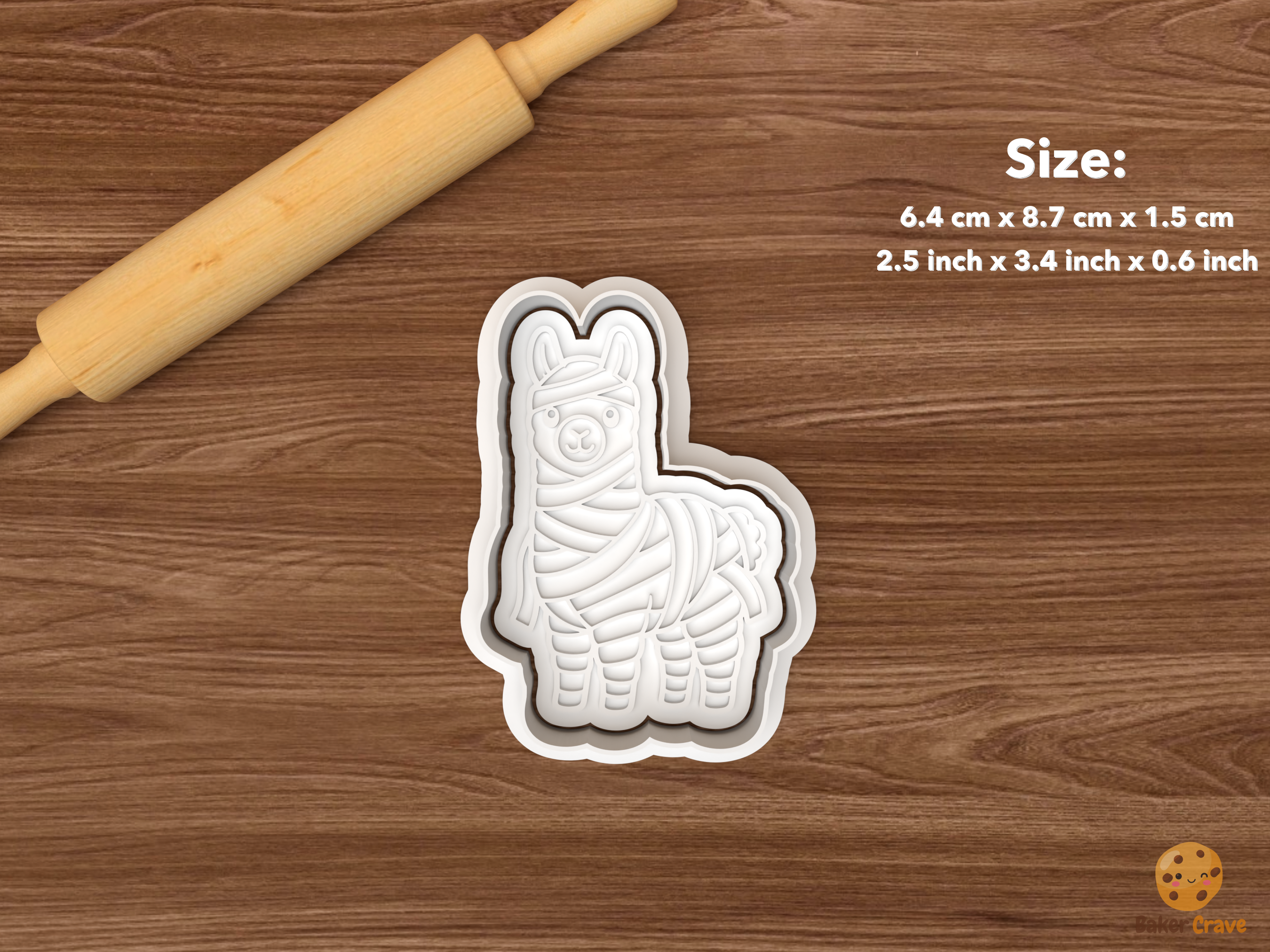 Halloween Llama Cookie Cutter Set STL File - single mummy llama