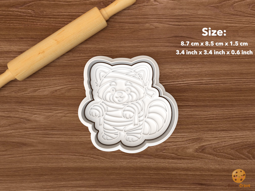 Halloween Red Panda Cookie Cutter Set STL File - single mummy red panda