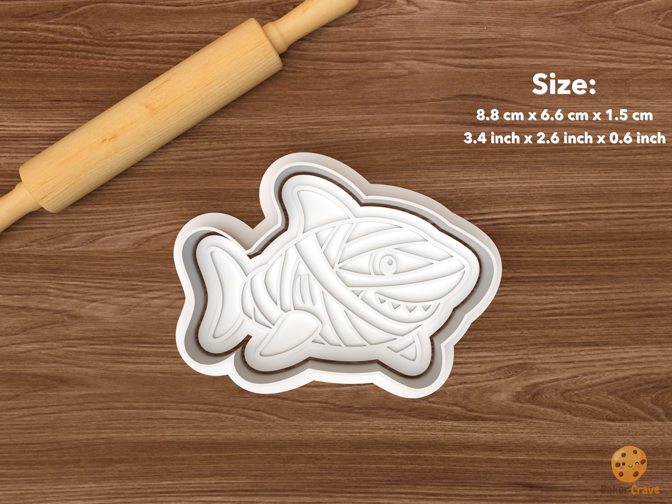 Halloween Shark Cookie Cutter Set STL File - single mummy shark