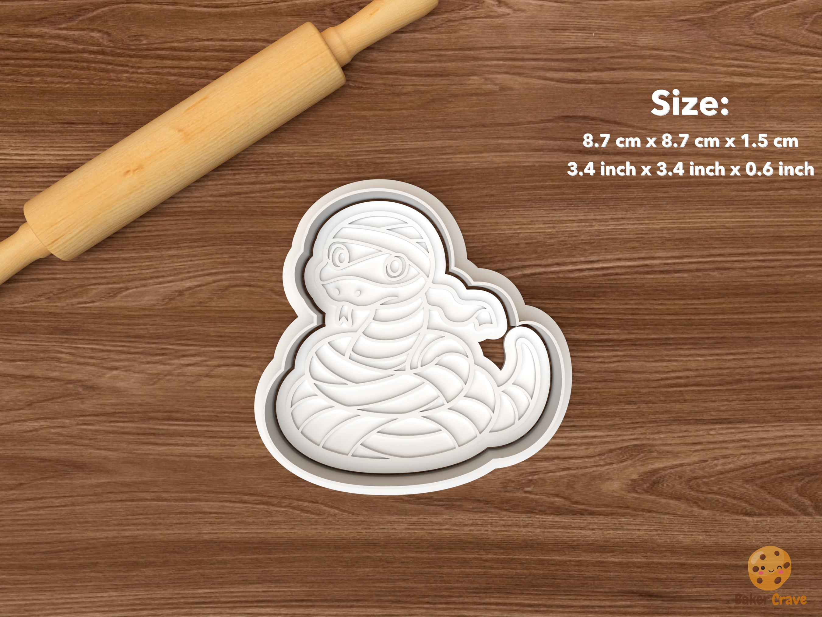 Halloween Snake Cookie Cutter Set STL File - single mummy snake