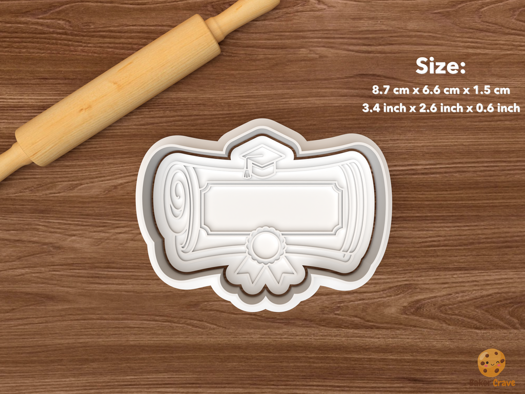 Personalized Graduation Cookie Cutter Set STL File - single name diploma scroll