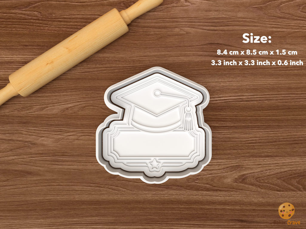 Personalized Graduation Cookie Cutter Set STL File - single name graduation cap plaque