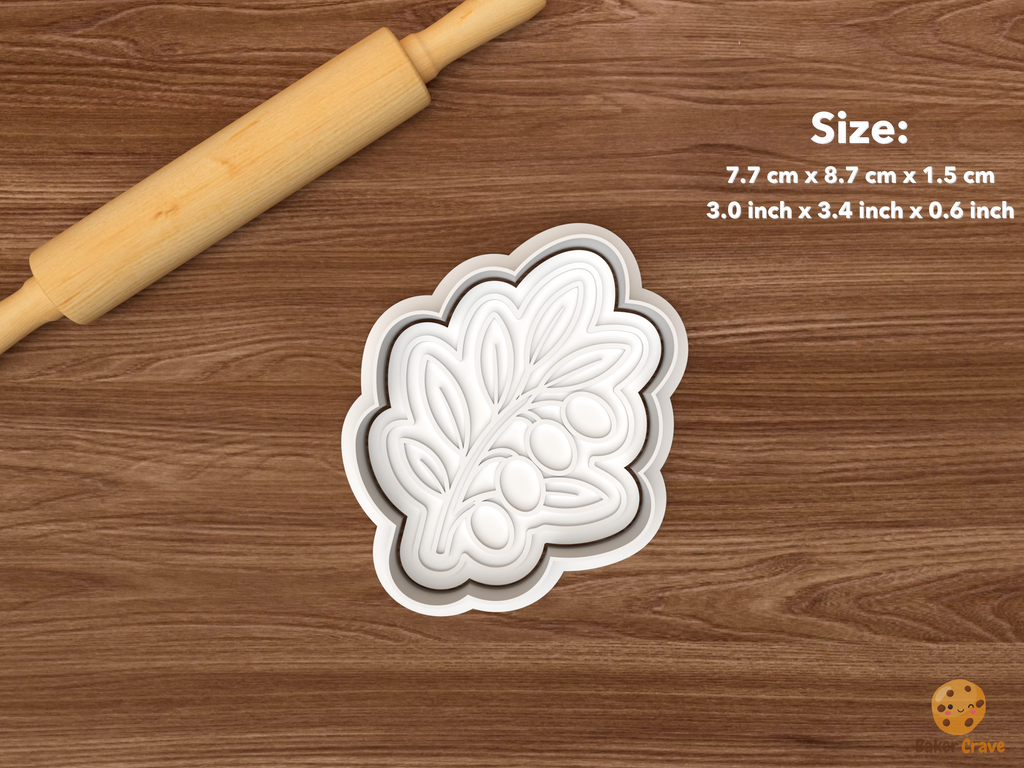 Mediterranean Kitchen Cookie Cutter Set STL File - single olive branch