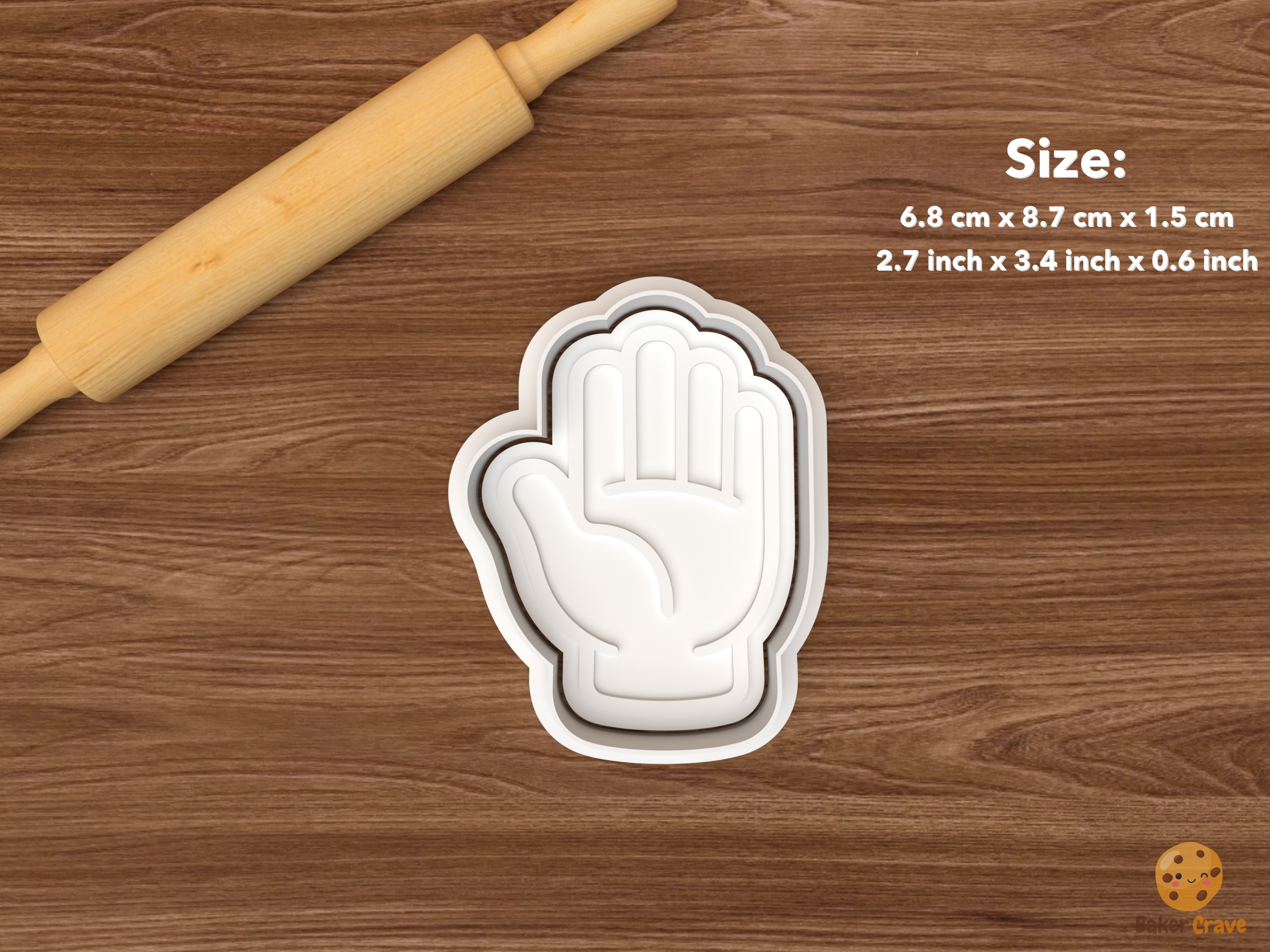Sign Language Hands Cookie Cutter Set STL File - single open palm hand