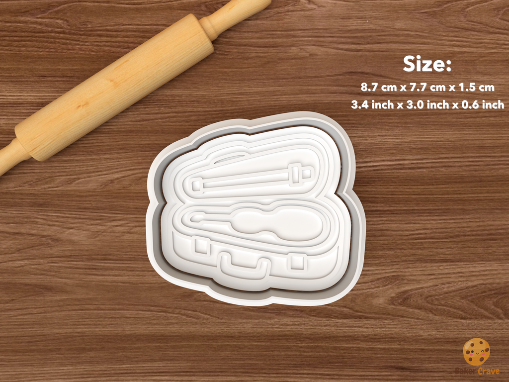 Violin Music Cookie Cutter Set STL File - single open violin case