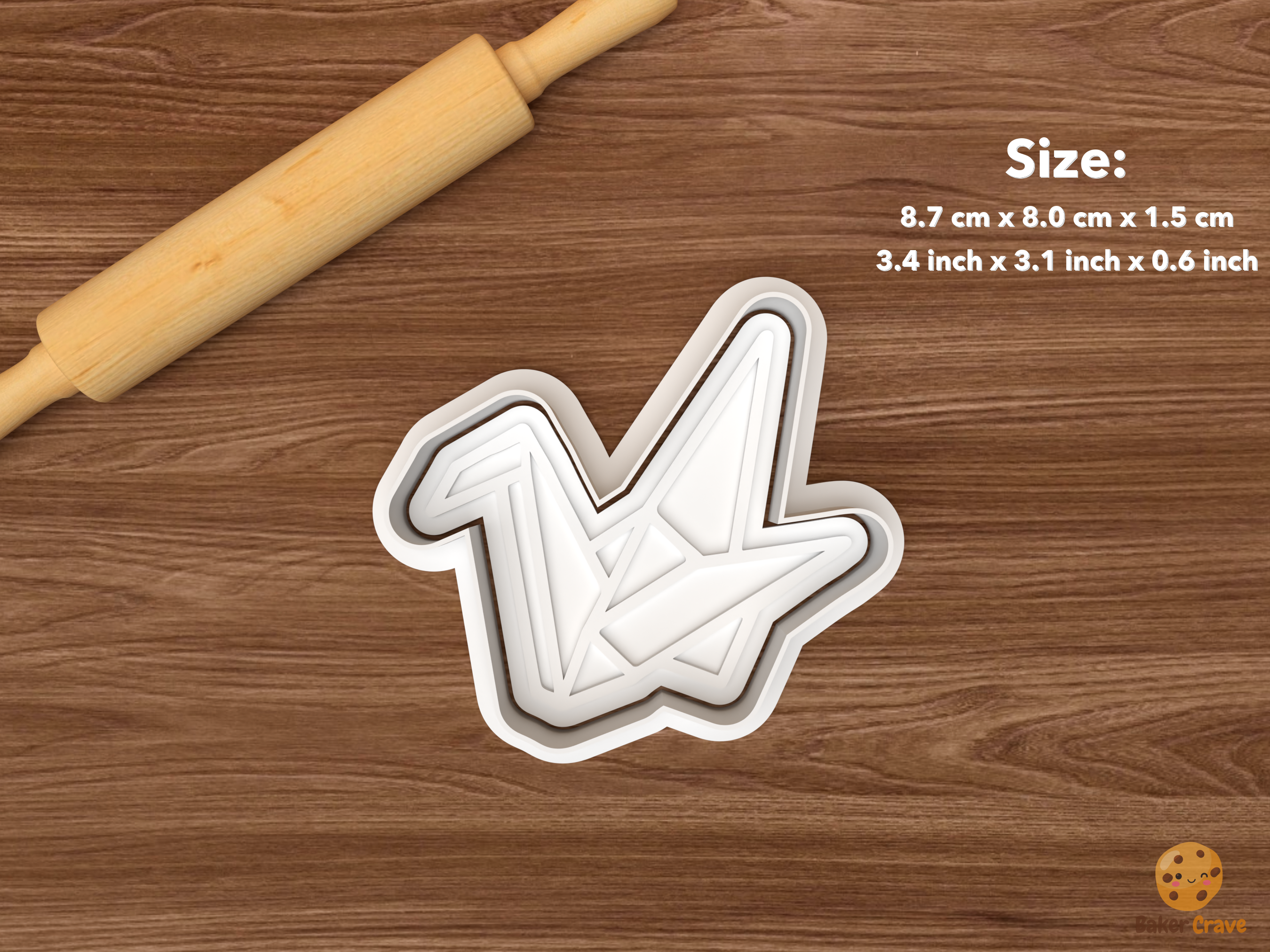 Origami Paper Craft Cookie Cutter Set STL File - single origami crane