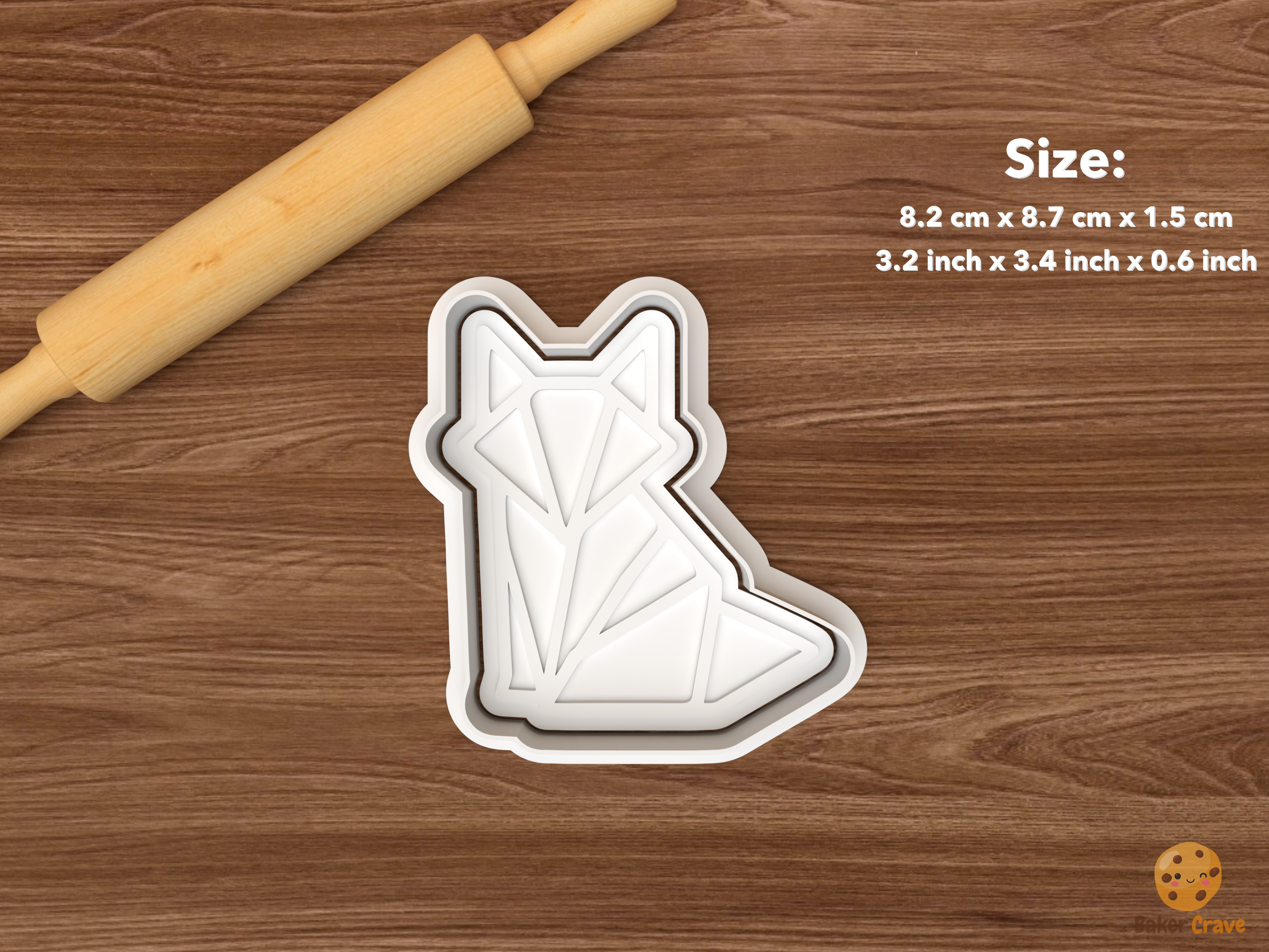 Origami Paper Craft Cookie Cutter Set STL File - single origami fox