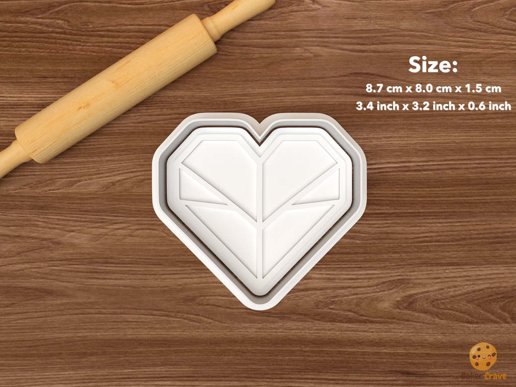 Origami Paper Craft Cookie Cutter Set STL File - single origami heart