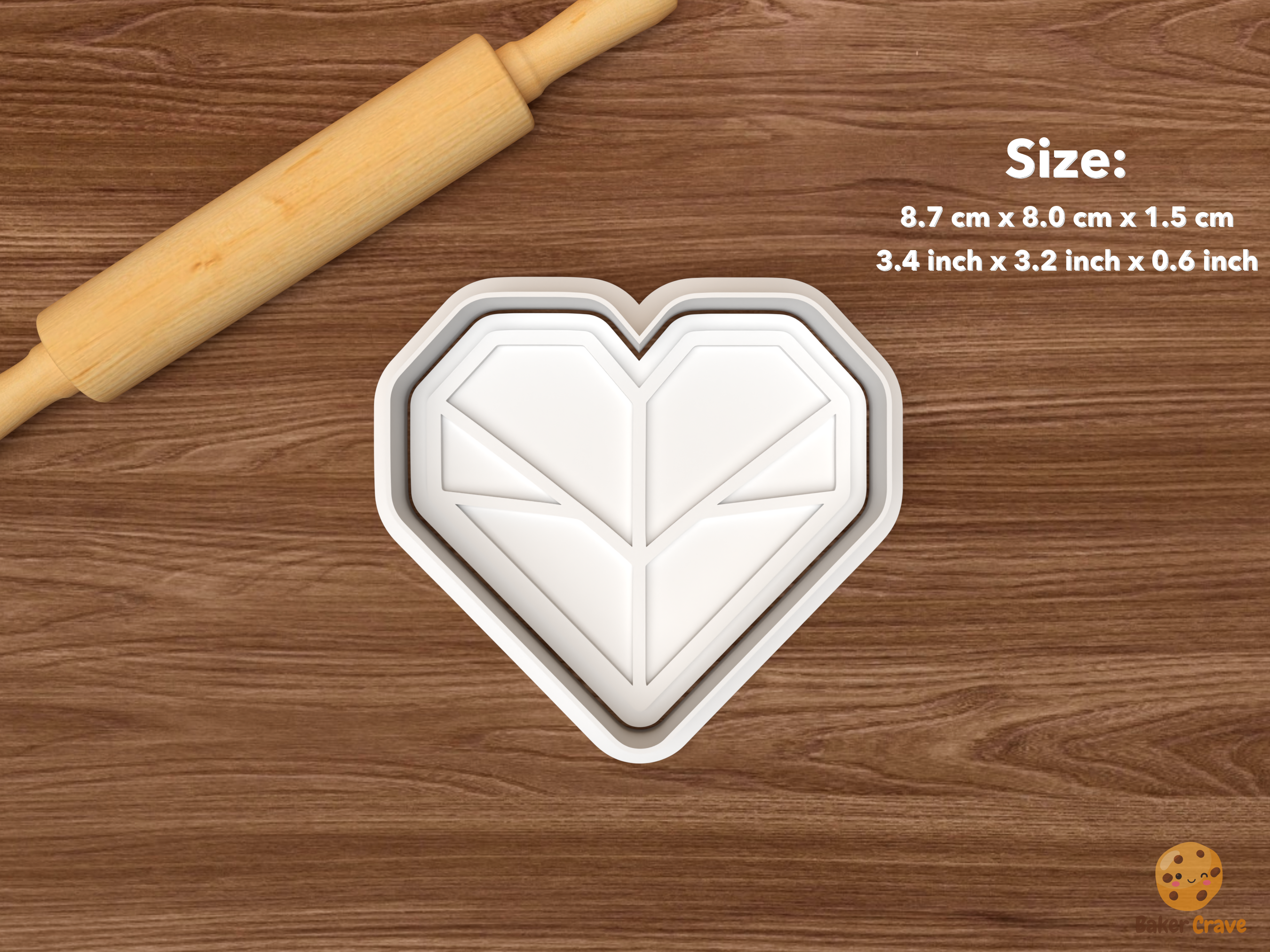 Origami Paper Craft Cookie Cutter Set STL File - single origami heart
