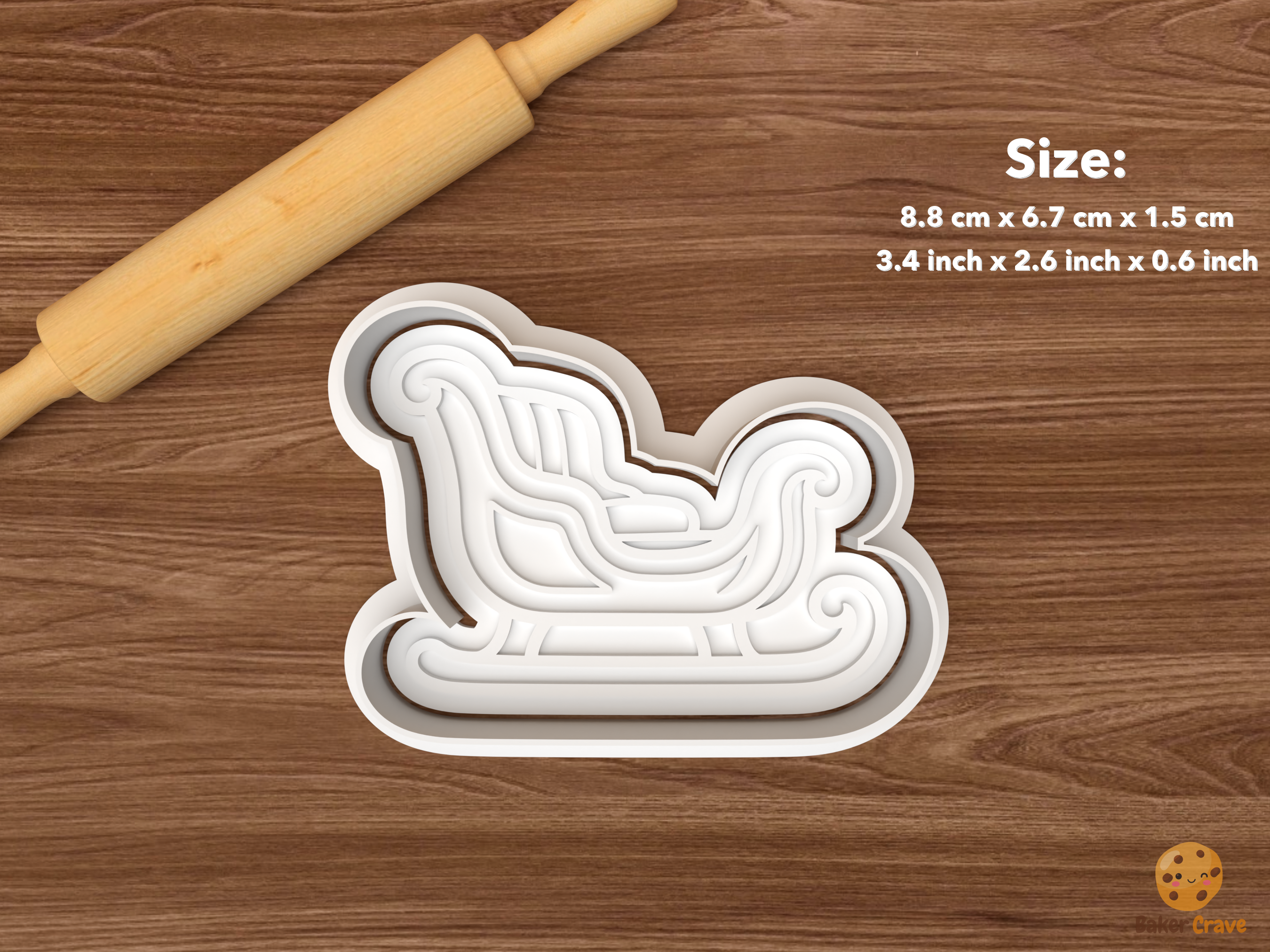 Christmas Sleigh Collection Cookie Cutter Set STL File - single ornate curled sleigh