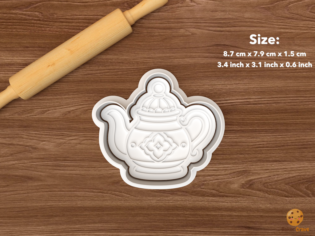 Moroccan Tea Cookie Cutter Set STL File - single ornate teapot