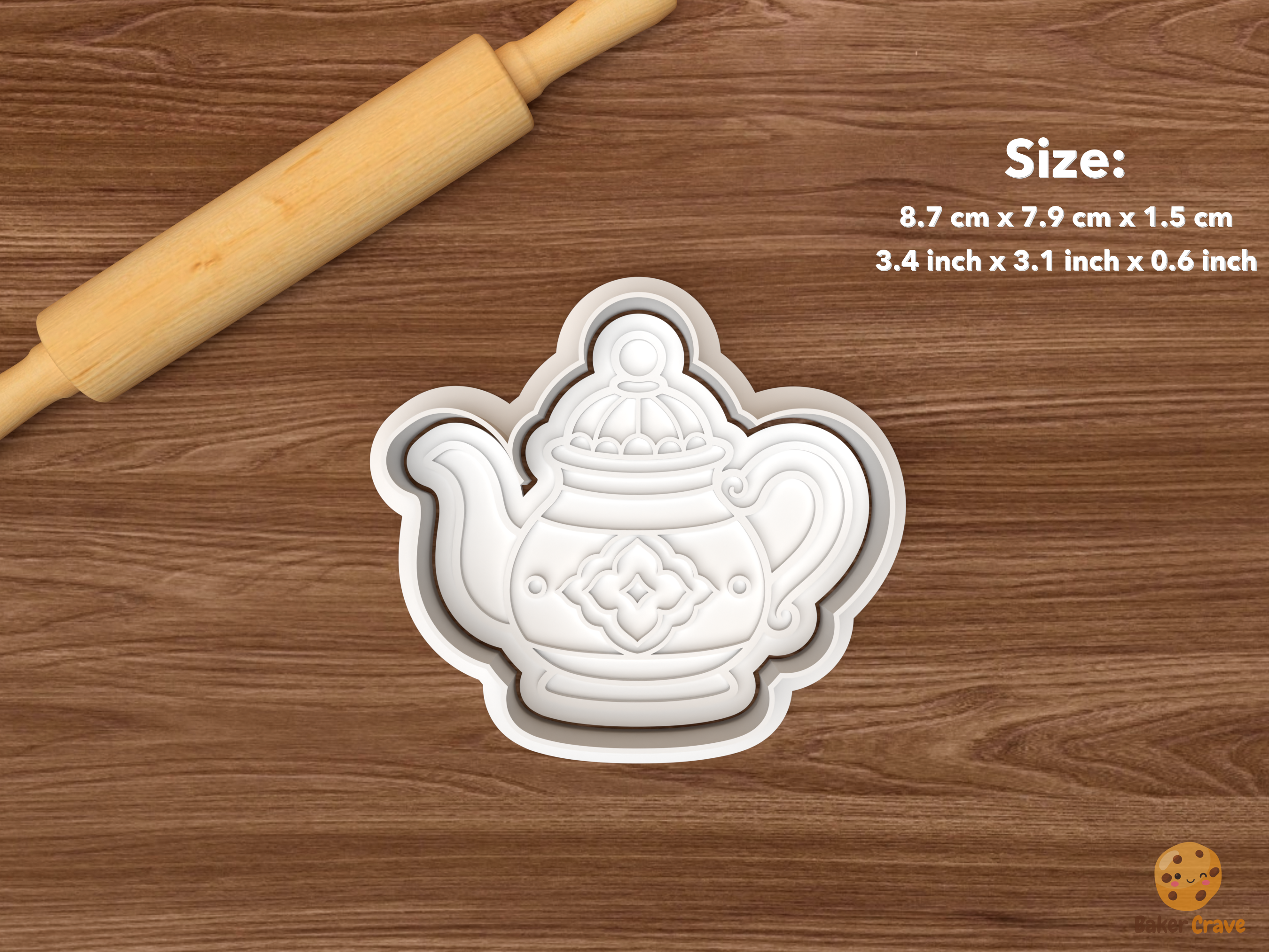 Moroccan Tea Cookie Cutter Set STL File - single ornate teapot
