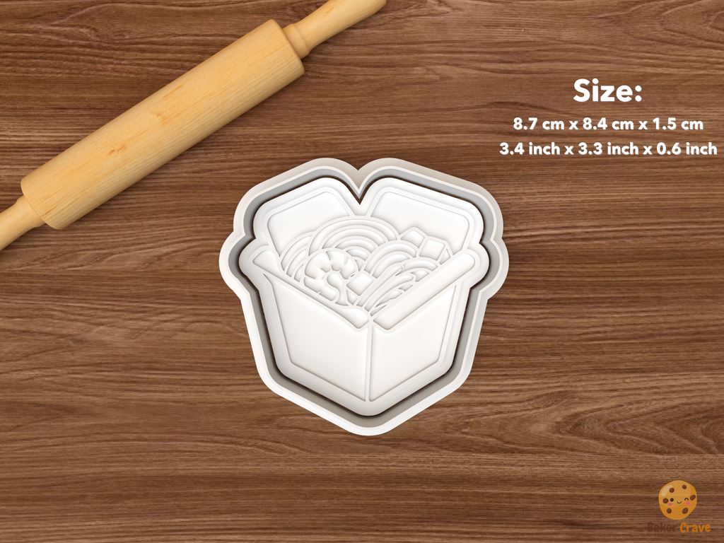 Thai Street Food Cookie Cutter Set STL File - single pad thai takeout box