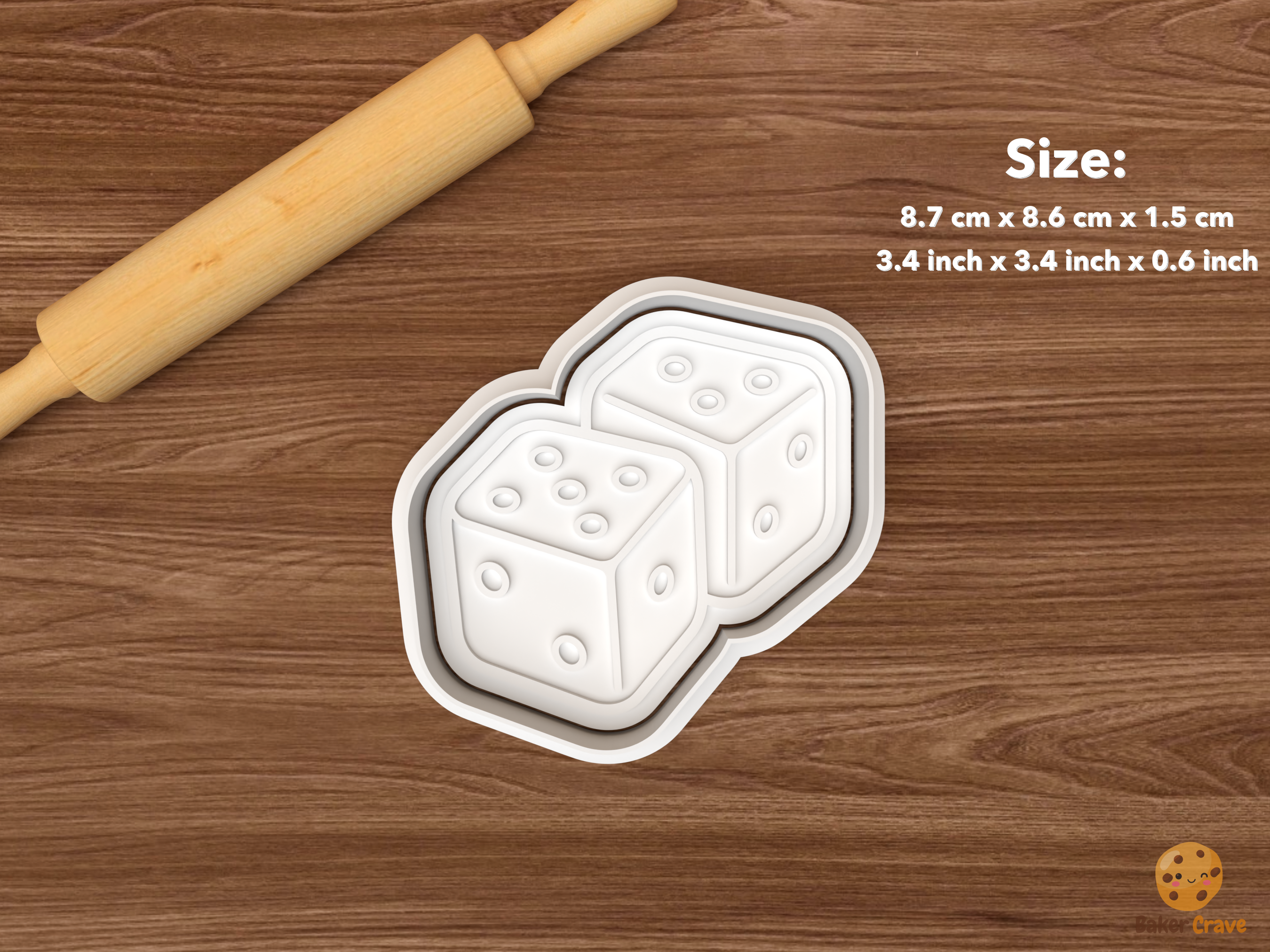 Board Game Night Cookie Cutter Set STL File - single pair of dice