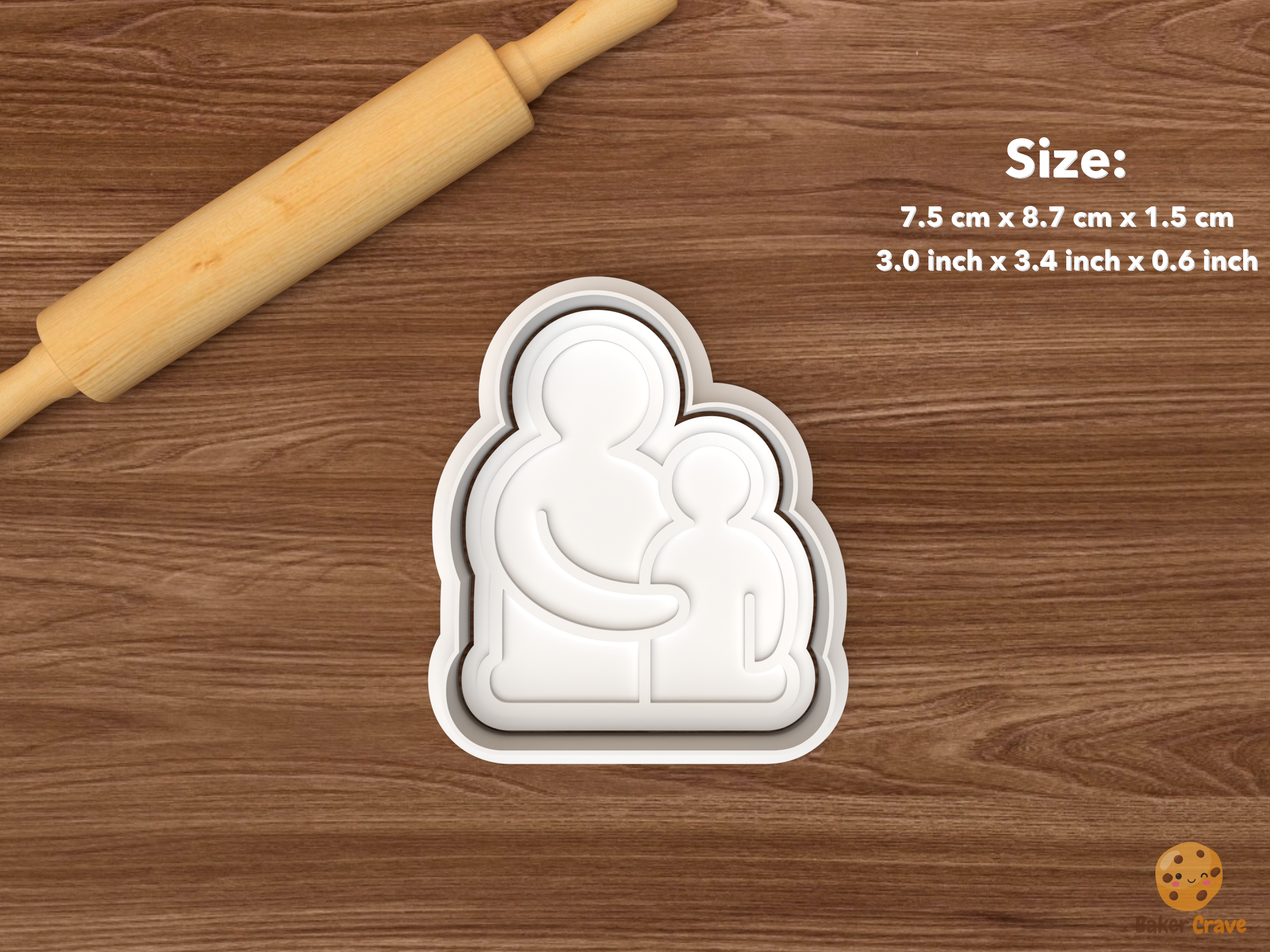 Global Family Cookie Cutter Set STL File - single parent hugging child