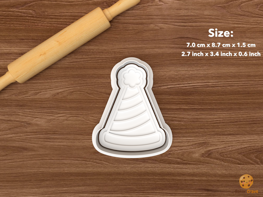 First Birthday Cookie Cutter Set STL File - single party hat