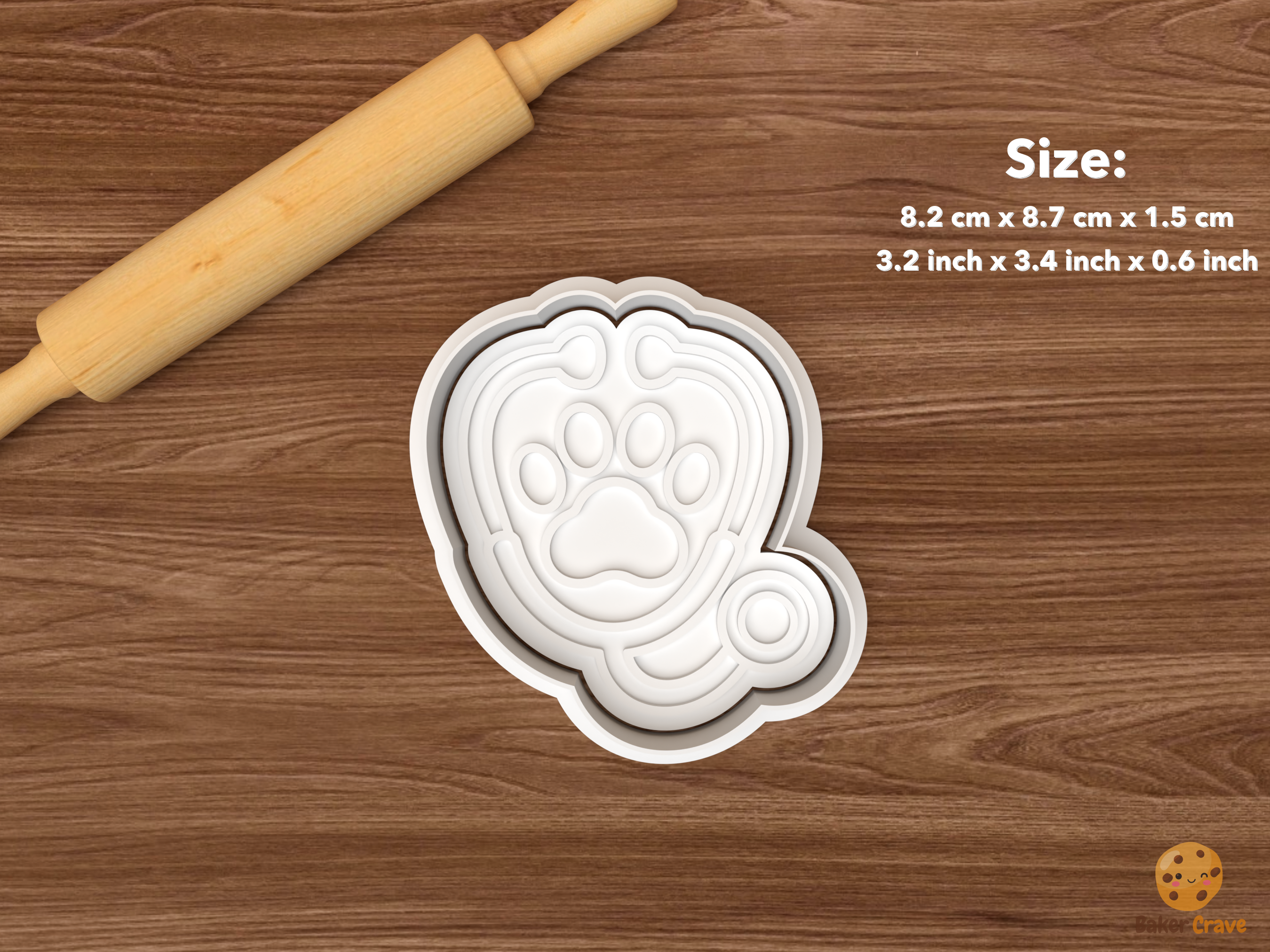 Veterinary Graduation Cookie Cutter Set STL File - single paw stethoscope
