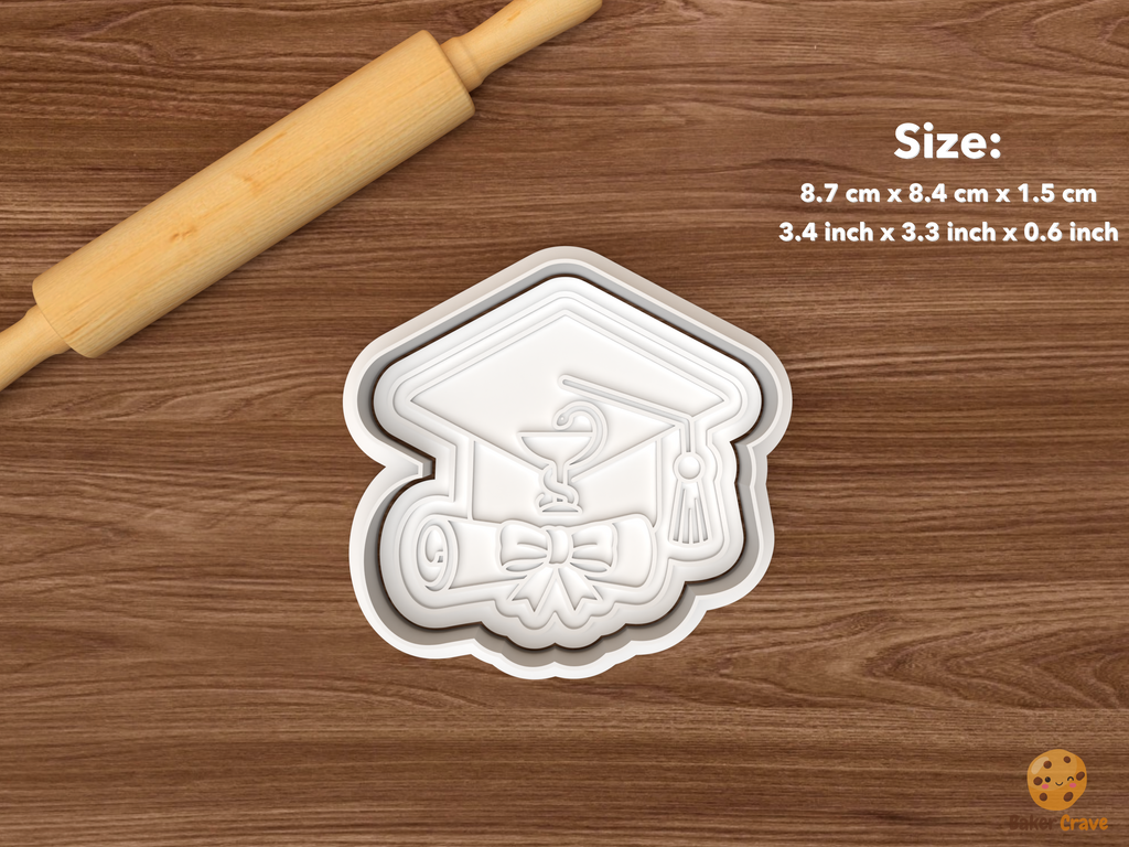 Pharmacy Graduation Cookie Cutter Set STL File - single pharmacy grad diploma