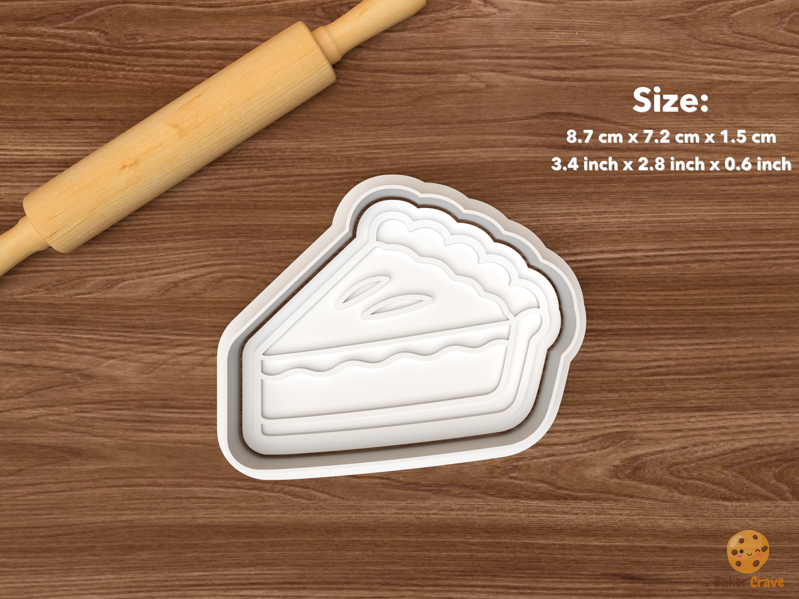 Farmer Pie Stand Cookie Cutter Set STL File - single pie slice